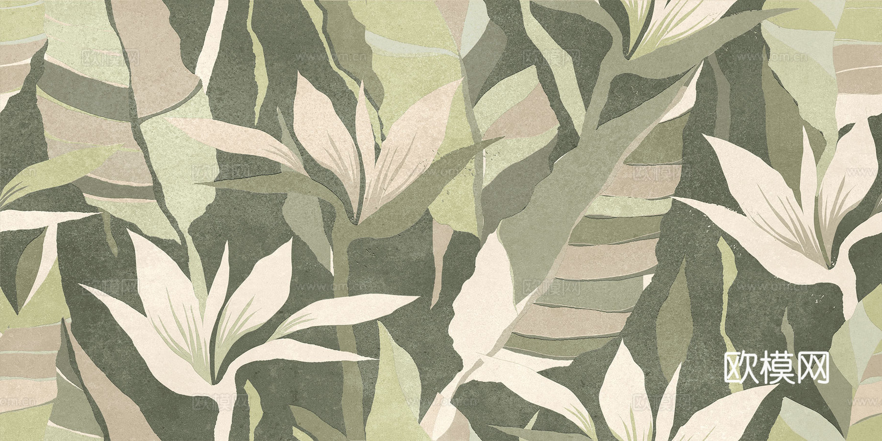 系列叶片艺术瓷砖下载（渲染图5）