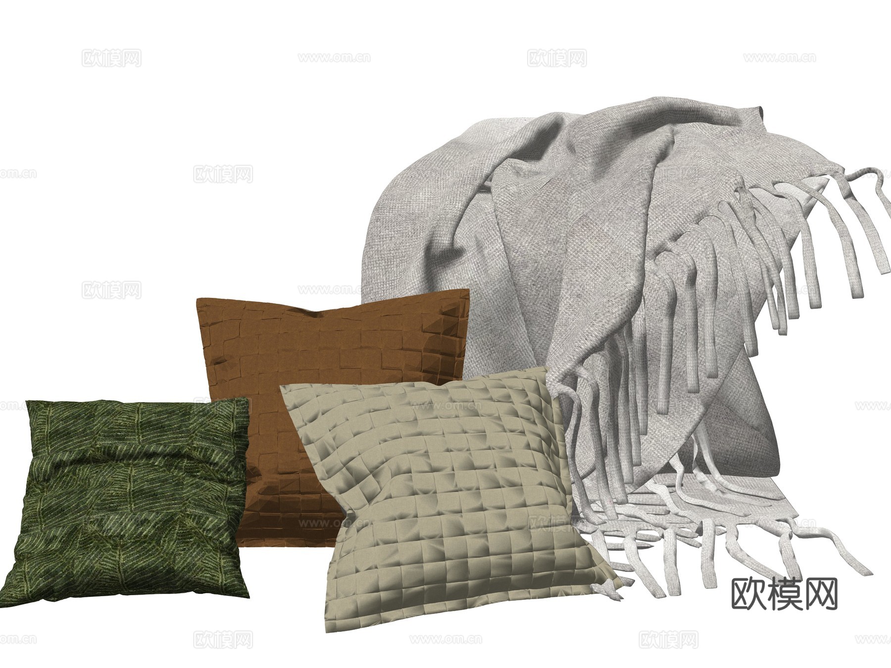 现代抱枕靠枕毯子su模型