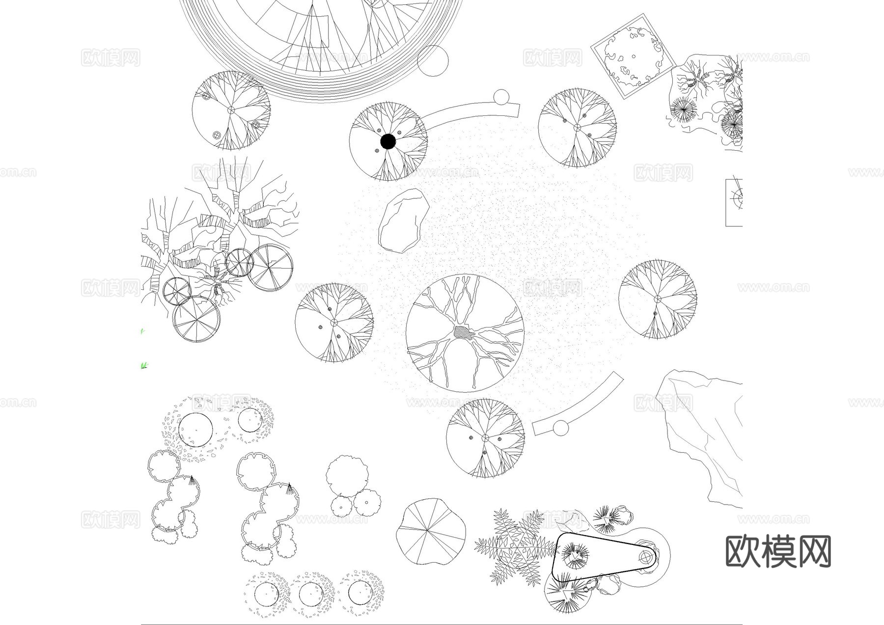 景观小品平面图库cad施工图