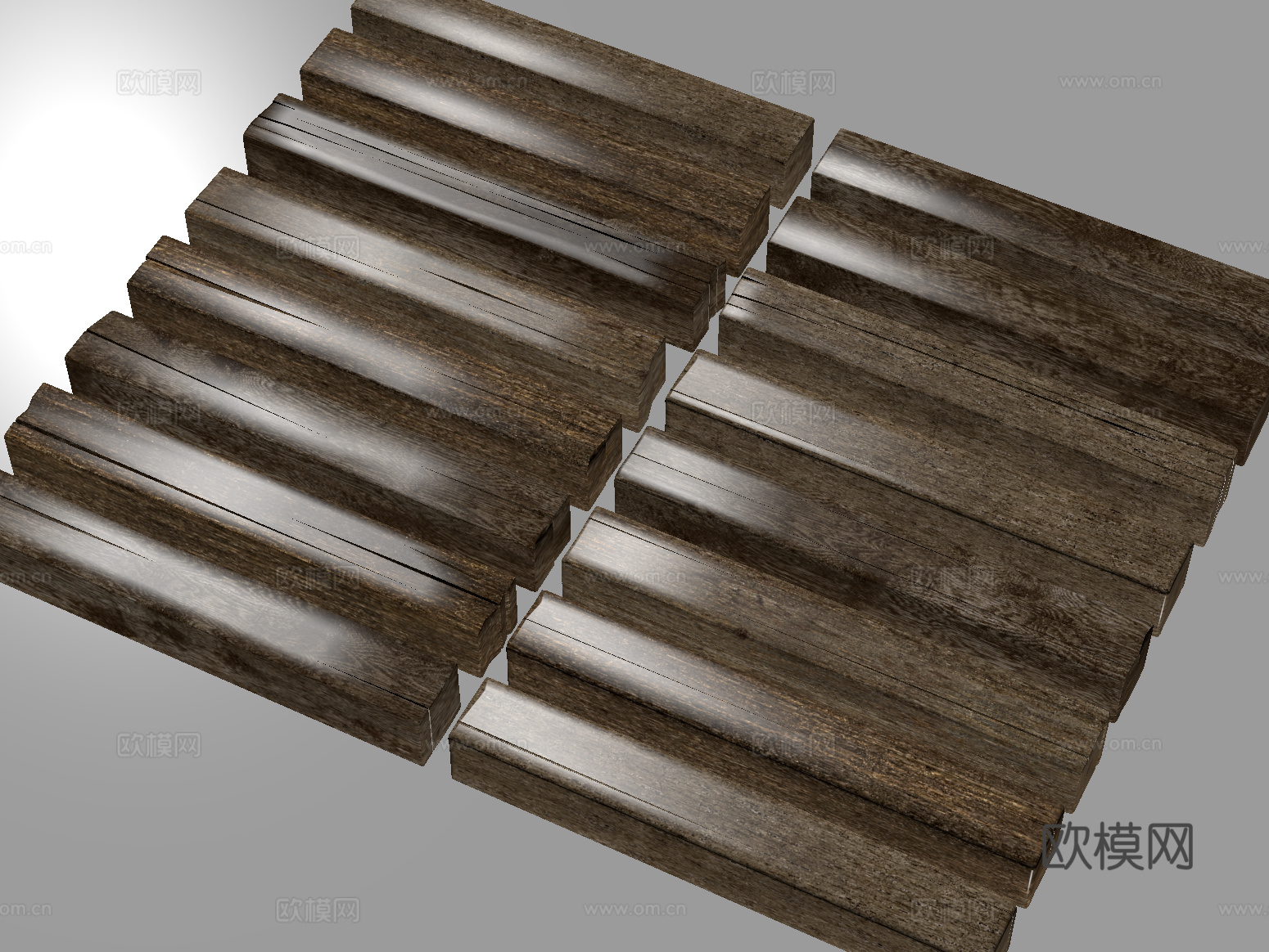 现代旧木梁 旧木桩 船木 方形木柱子su模型