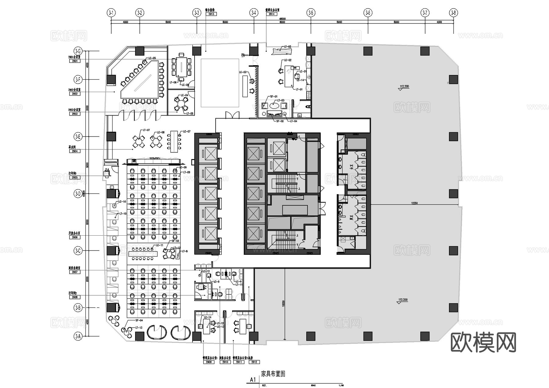置地广场办公施工图cad施工图