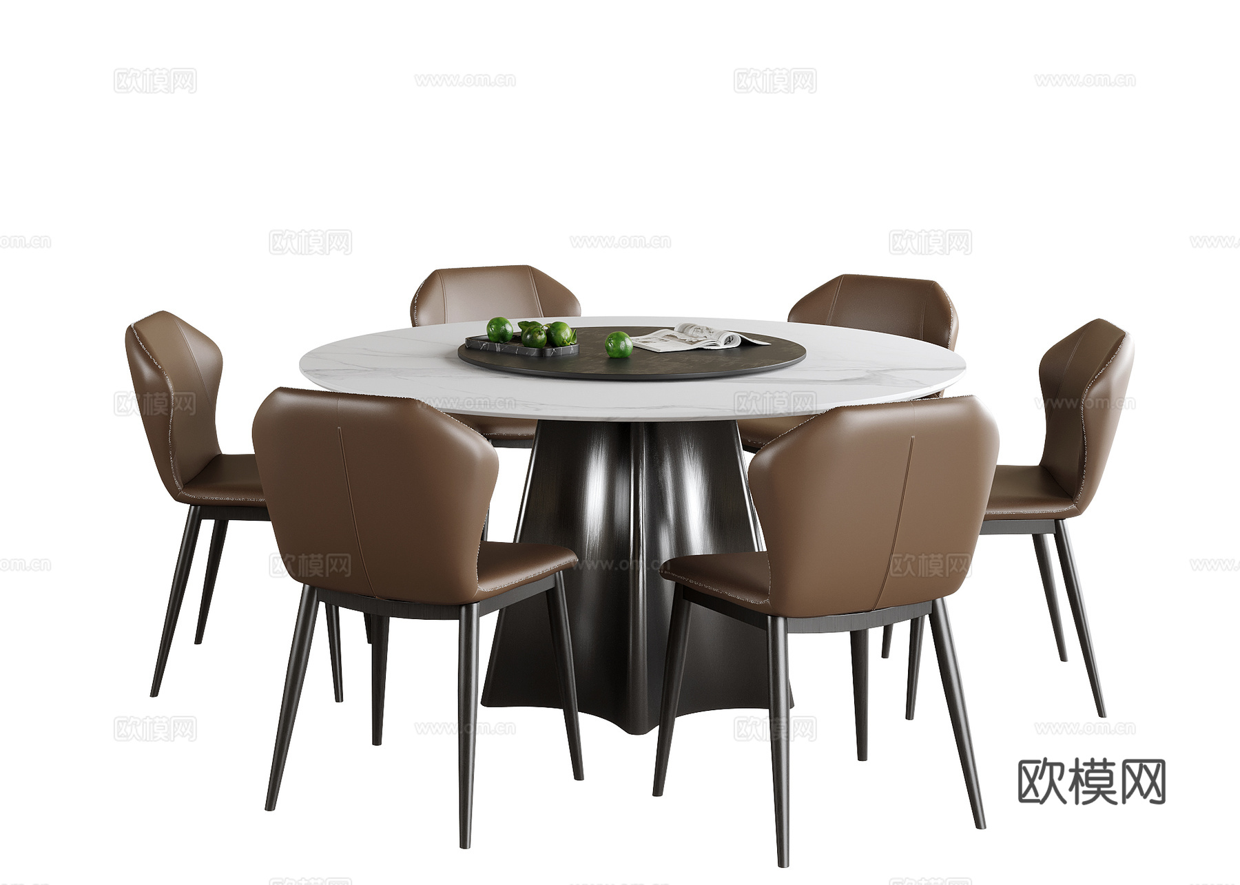 现代餐桌椅 圆形餐桌 餐椅su模型