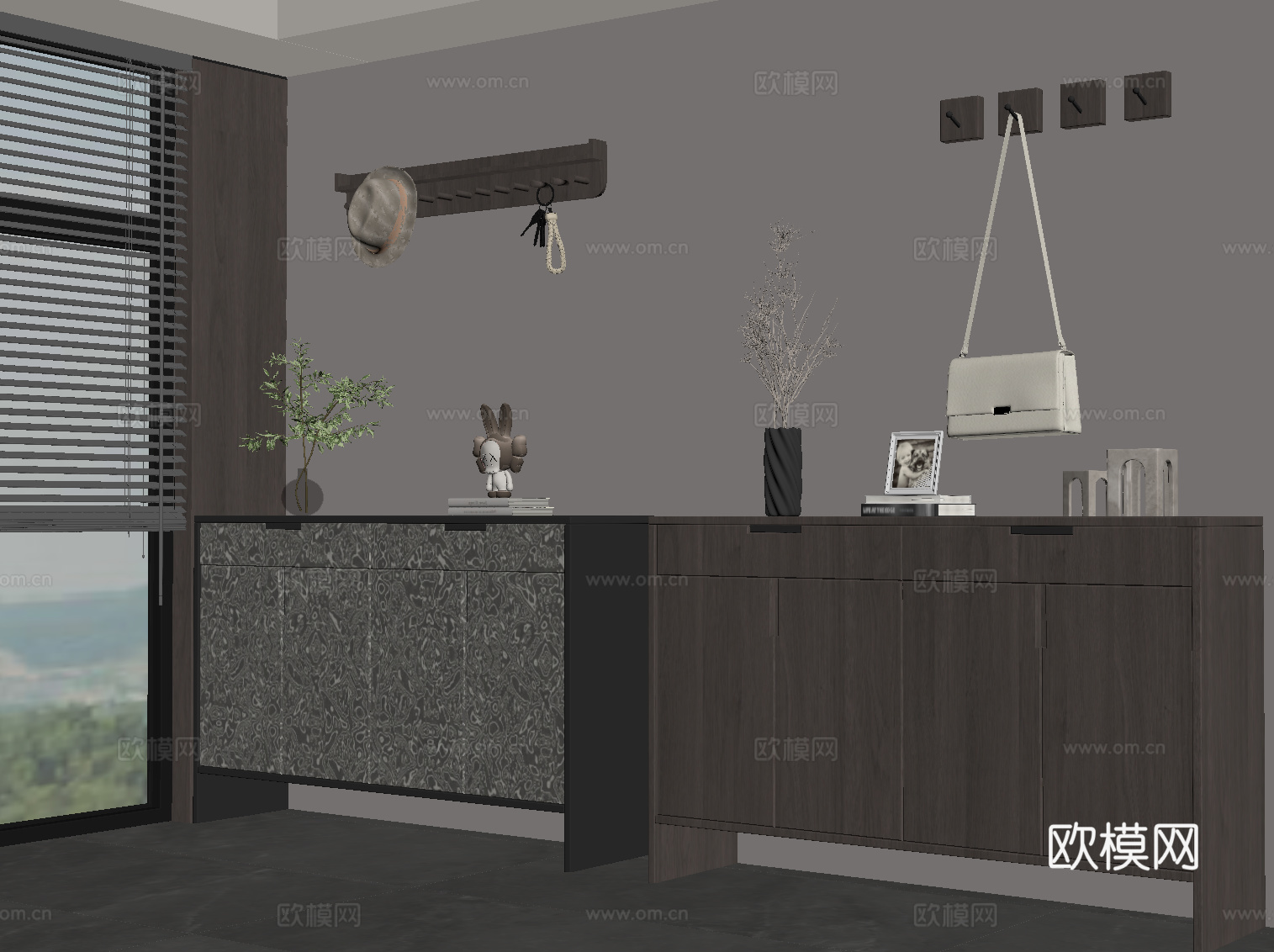 现代意式鞋柜 入户玄关柜su模型