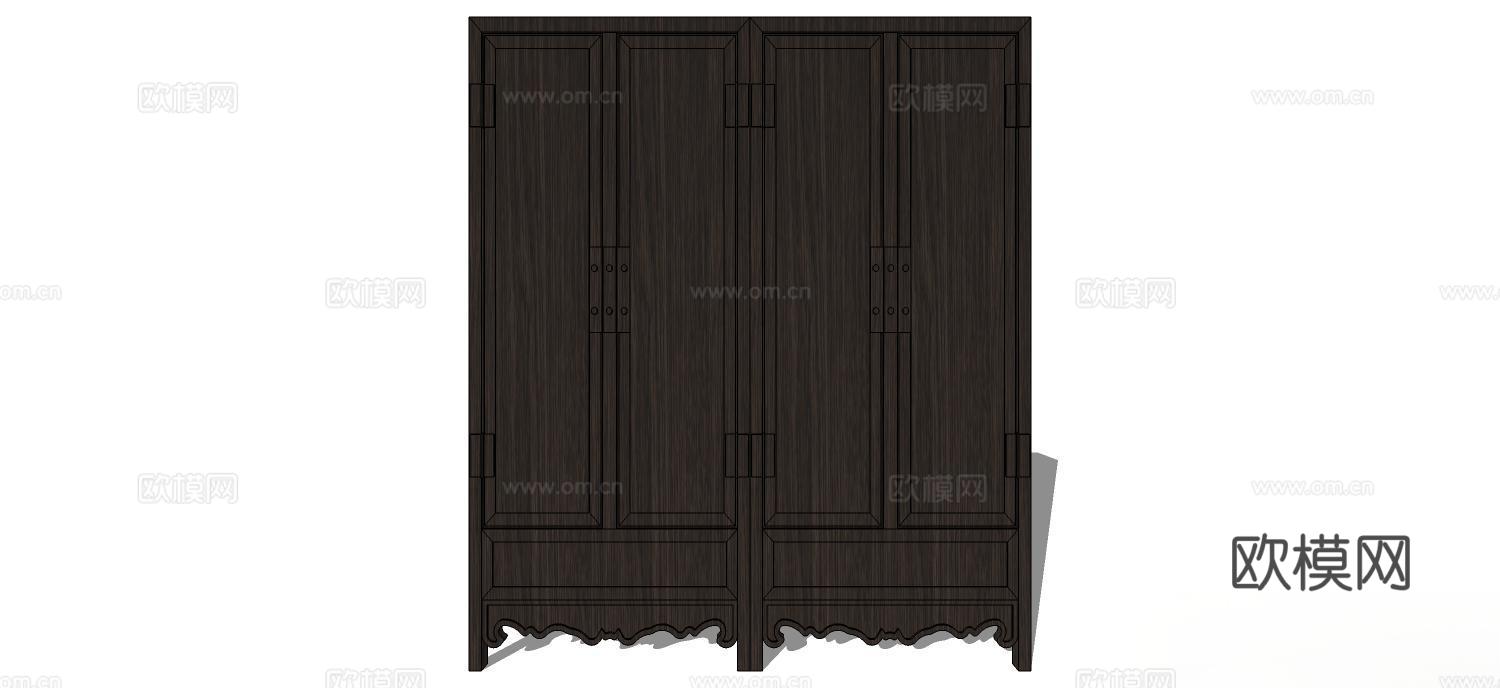 衣柜 实木衣柜 家用衣柜 储物柜su模型