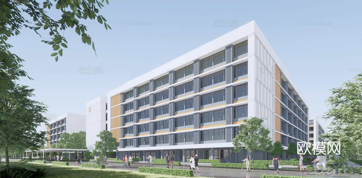 现代极简学校建筑 教学楼学校su模型