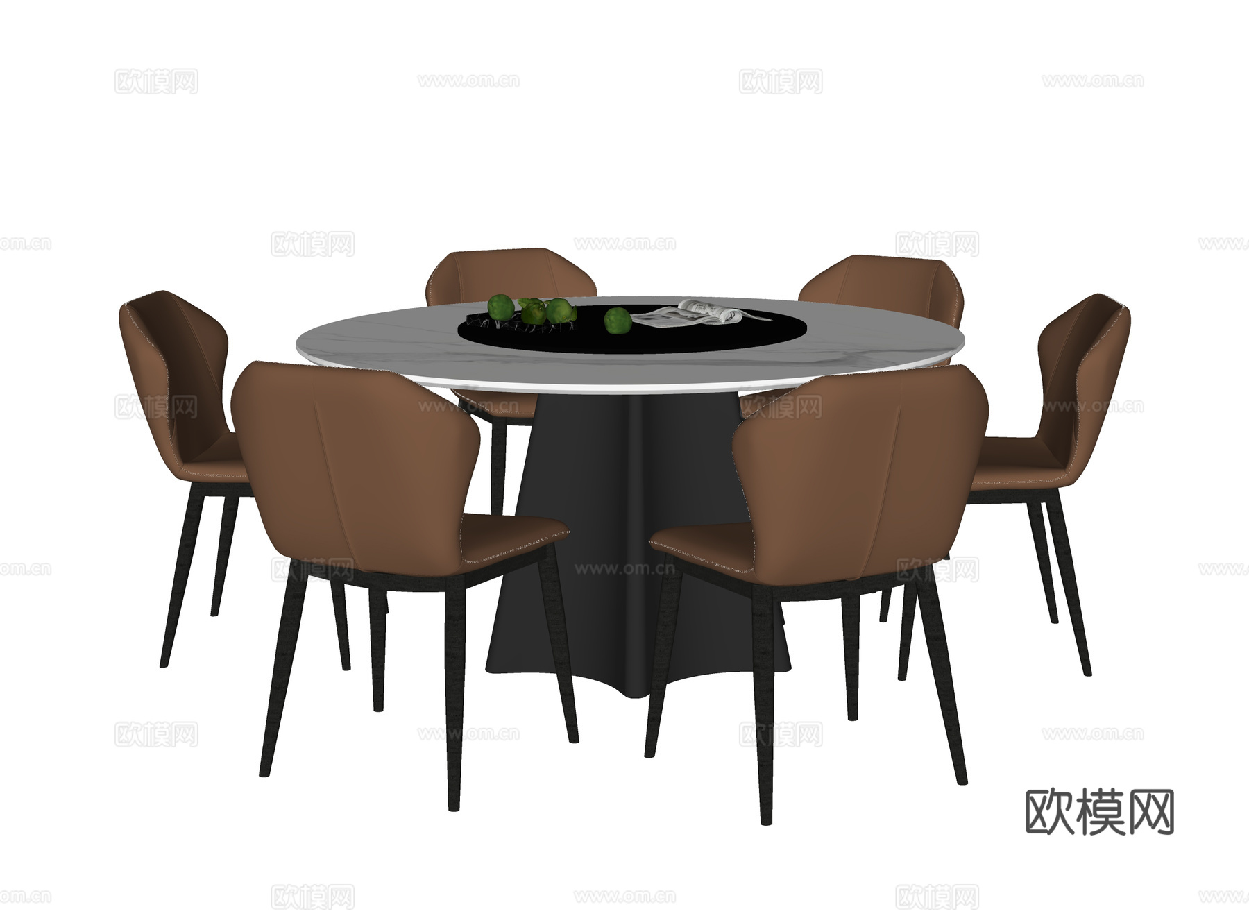 现代餐桌椅 圆形餐桌 餐椅su模型