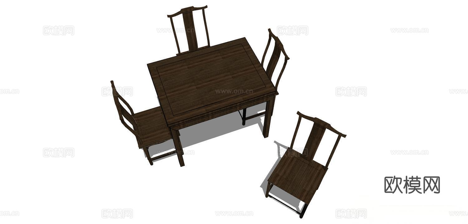 实木桌椅 实木椅子 实木桌子 椅子 桌子 餐桌椅su模型