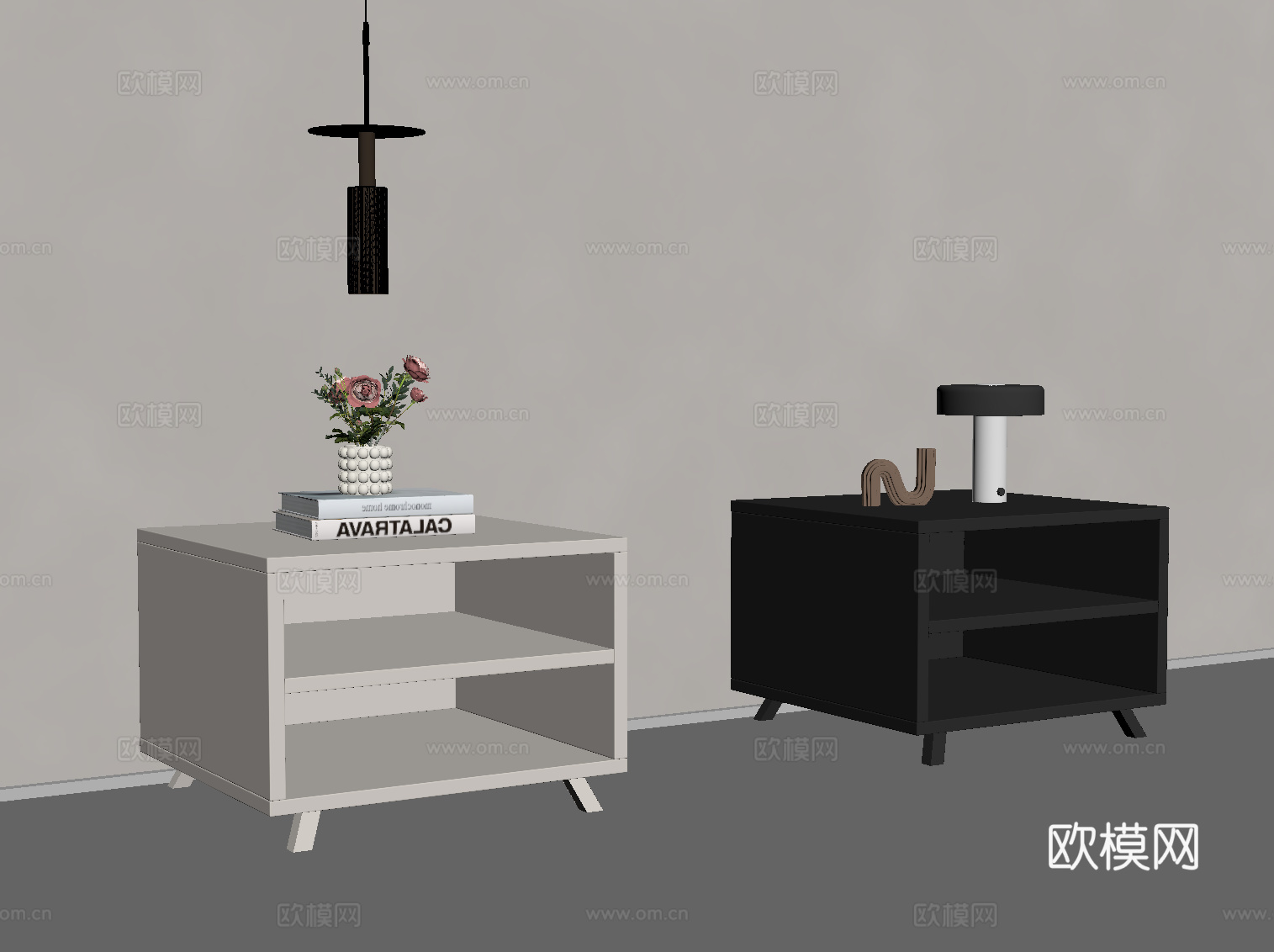 现代床头柜 极简床头柜su模型