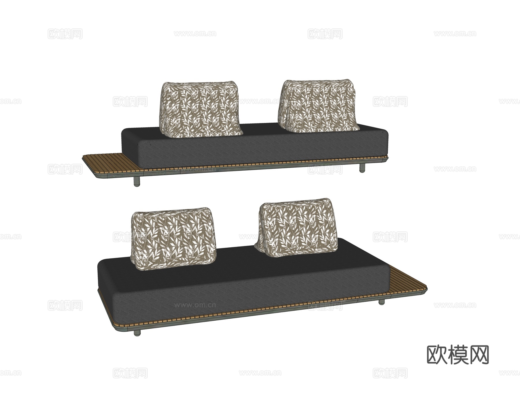 现代亚蒂 户外沙发 双人沙发 休闲无扶手沙发su模型