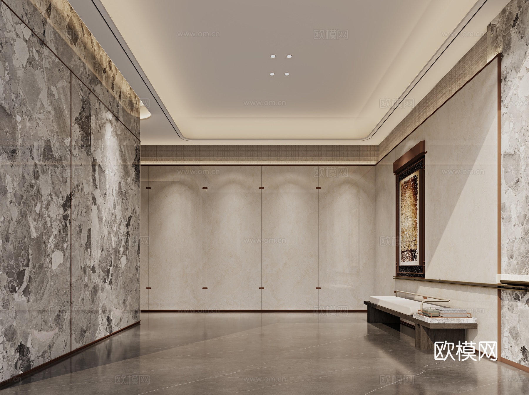 现代小区入户大厅3d模型下载