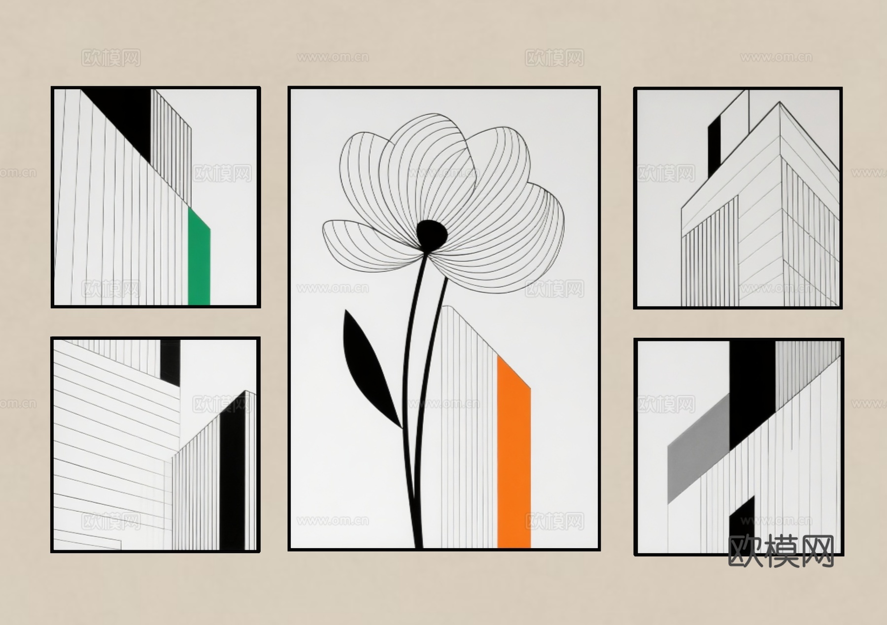 装饰画 简约装饰画 艺术装饰画 黑白调装饰画 抽象装饰画 几su模型