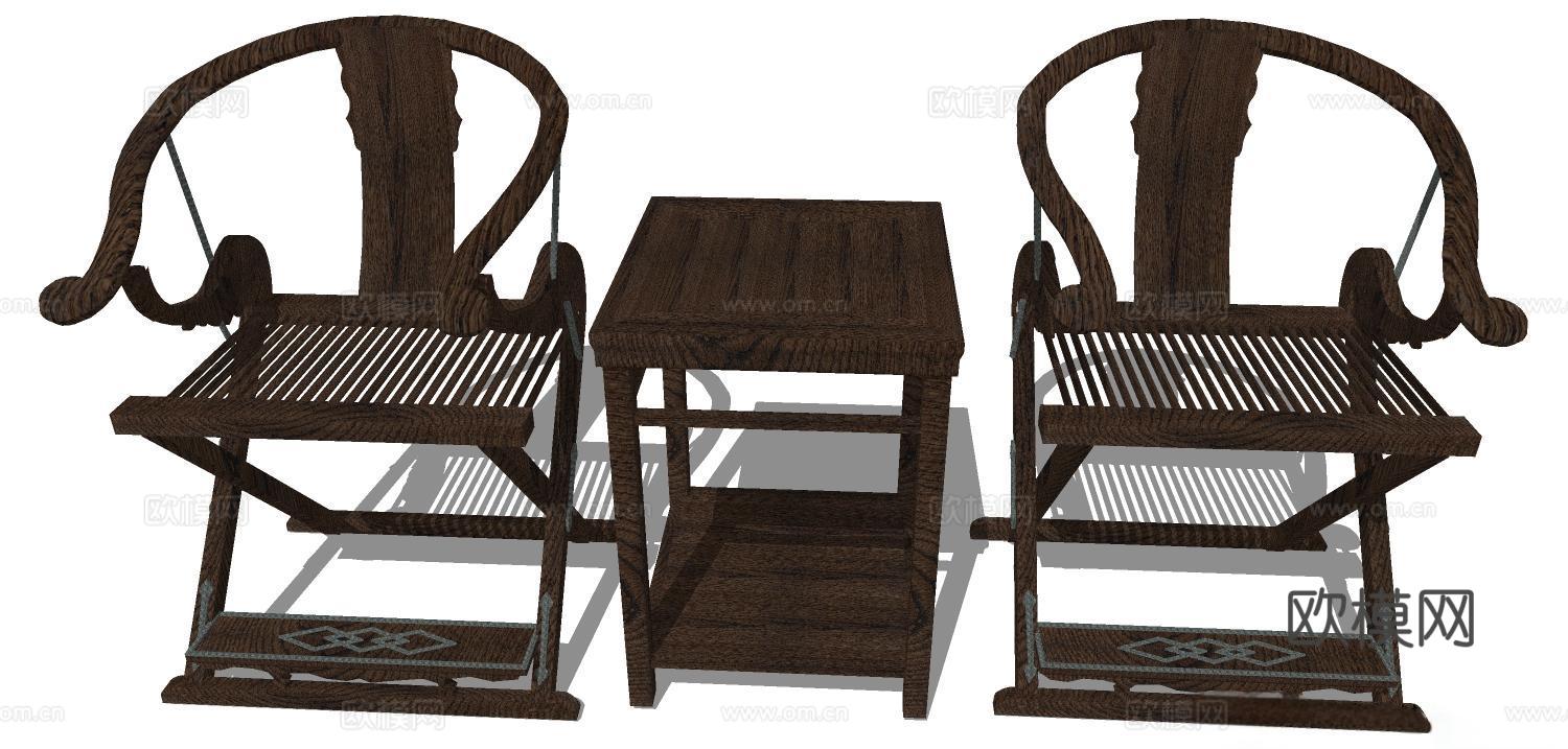 实木桌椅 实木椅子 实木桌子 椅子 桌子 茶几su模型
