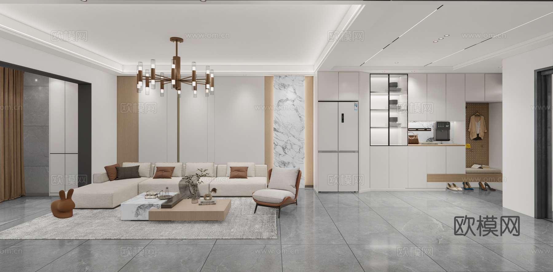 现代轻奢客餐厅_现代轻奢客餐厅_现代客餐厅_轻奢客餐厅_客厅su模型