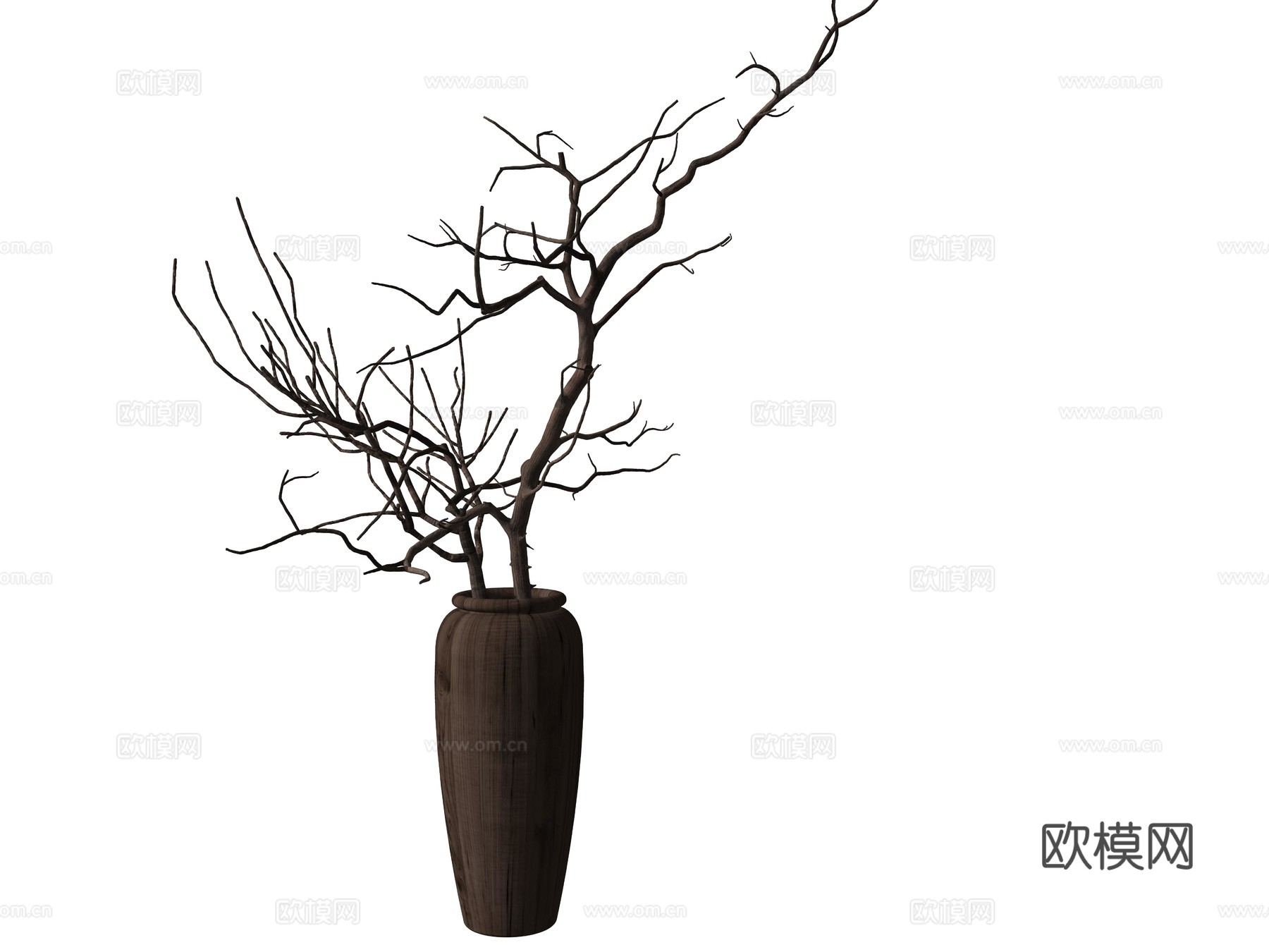 中式花瓶花艺植物装饰摆件su模型