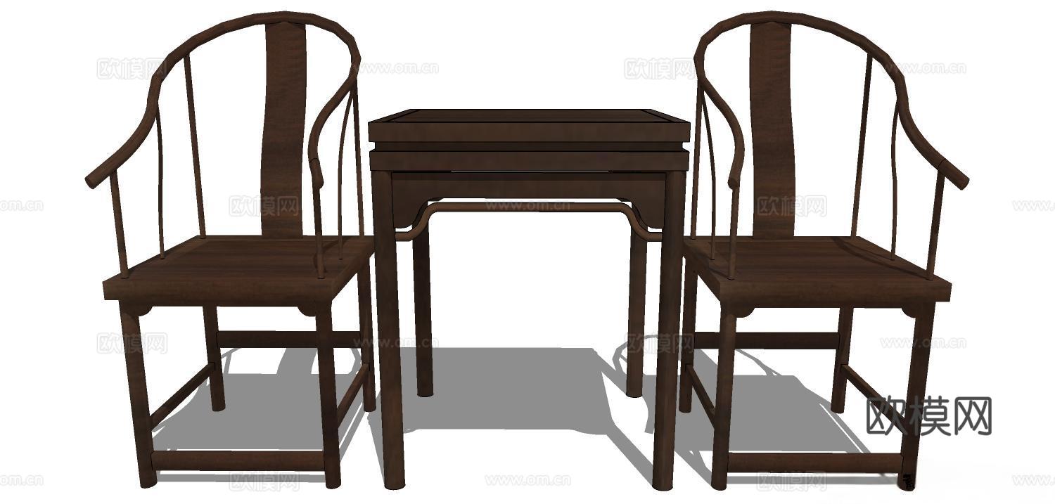 实木桌椅 实木椅子 实木桌子 椅子 桌子 茶几su模型
