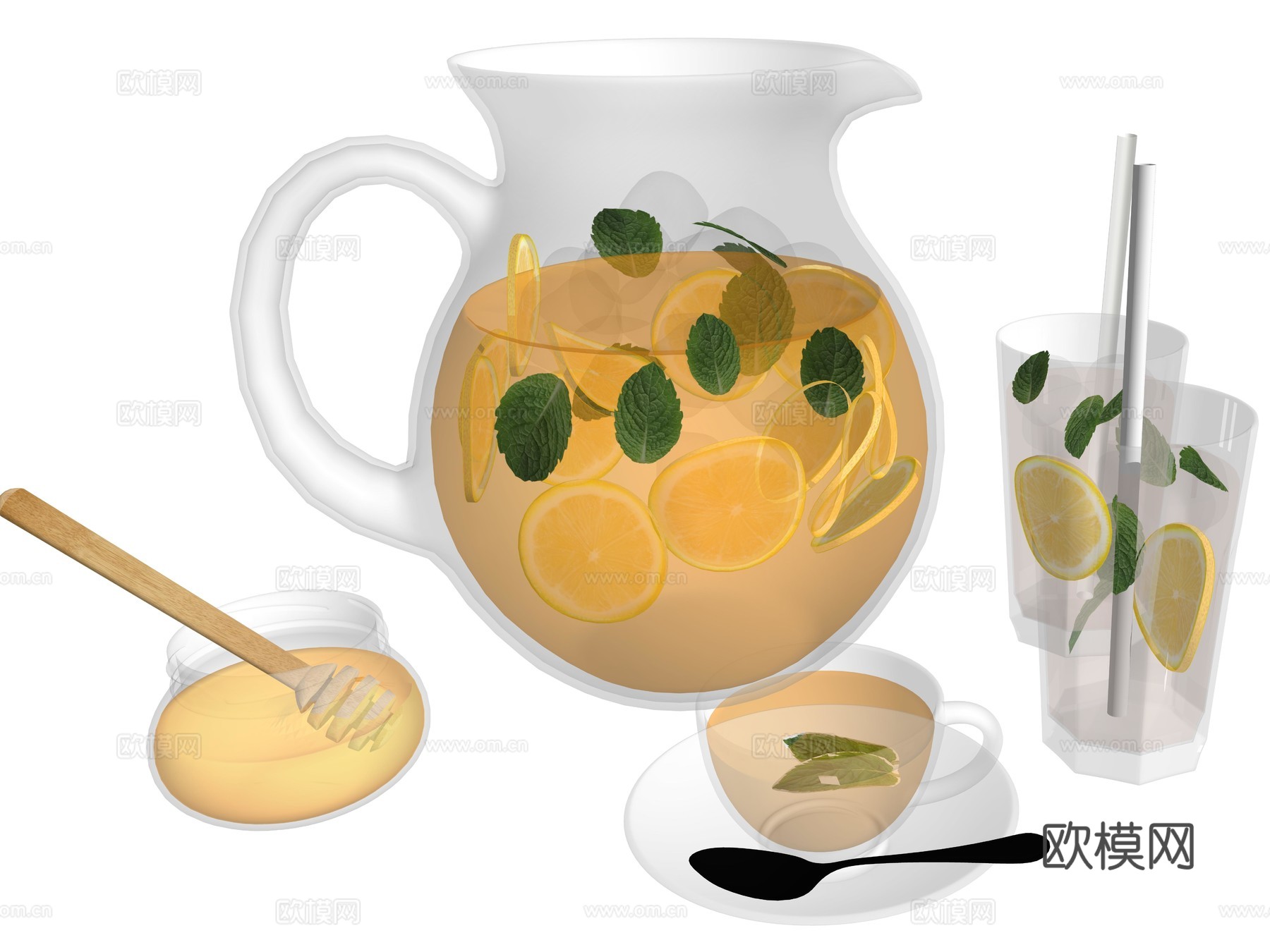 现代厨房果汁饮品饮料su模型