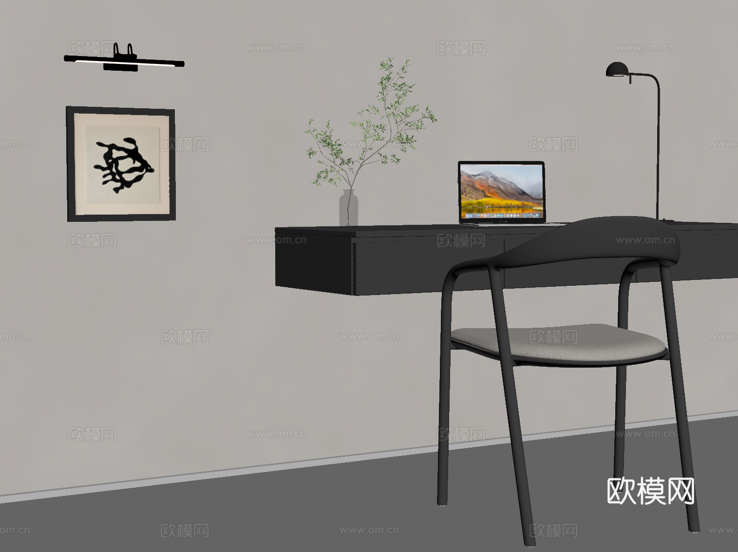 现代书桌椅su模型