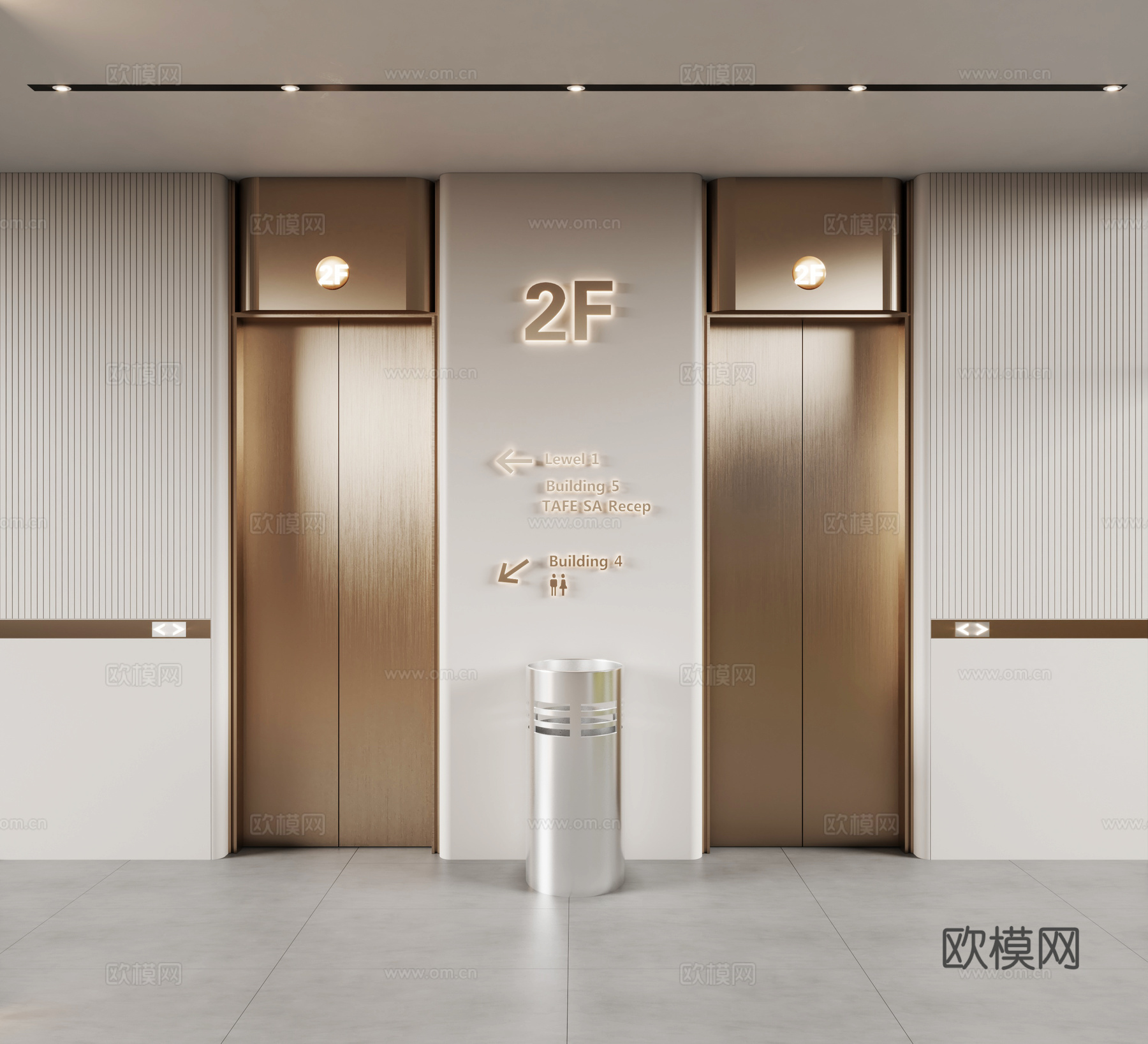 现代电梯间3d模型下载