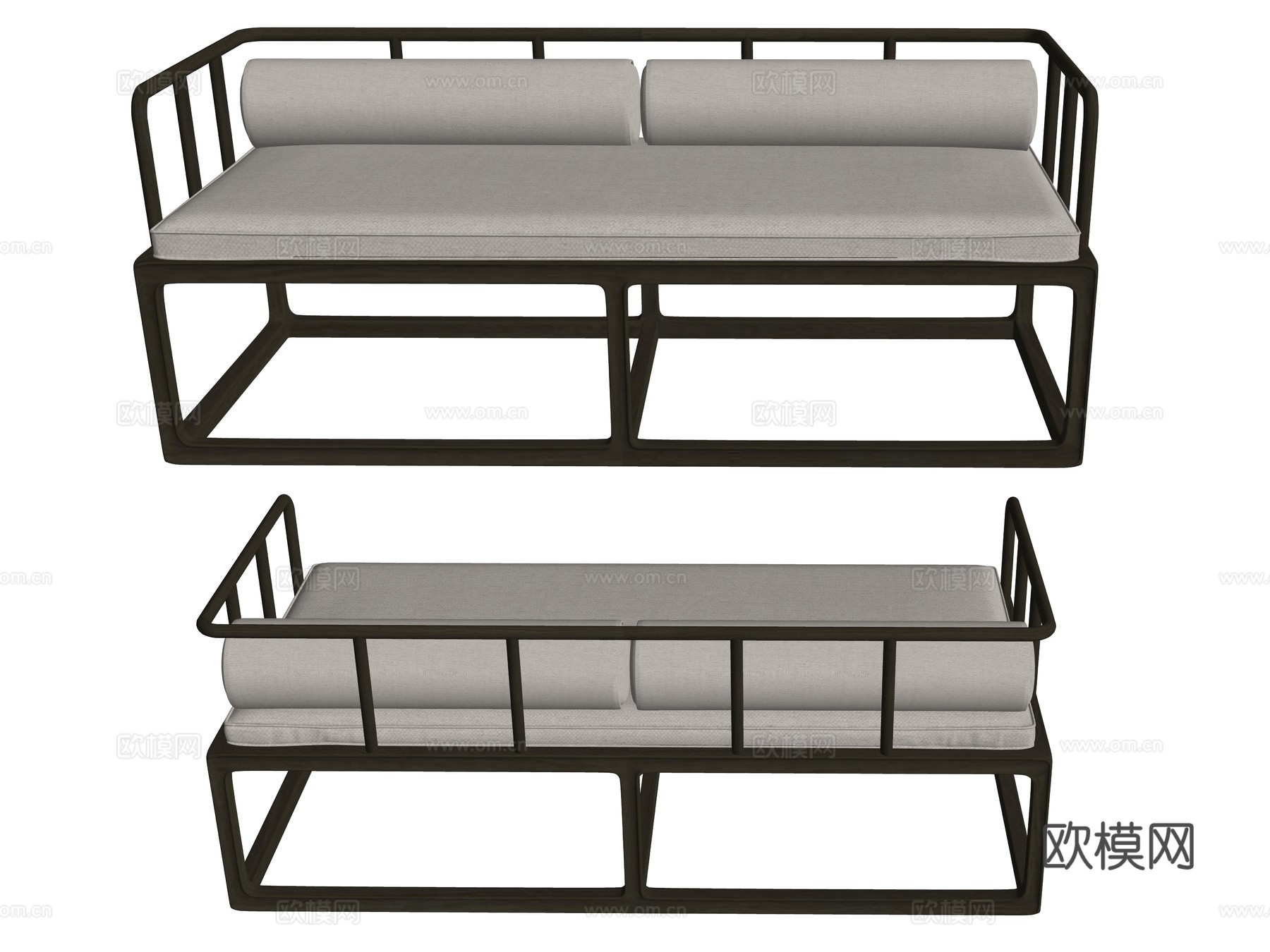 新中式多人沙发su模型