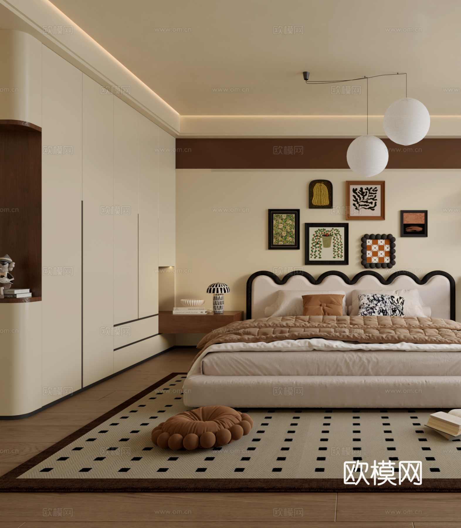中古风复古卧室3d模型下载（渲染图2）
