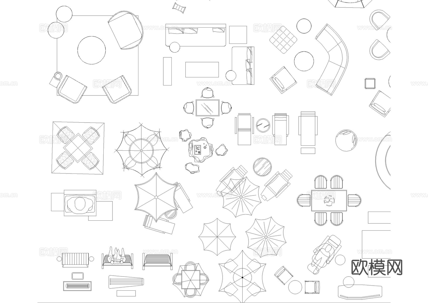 庭院桌椅景观小品图库cad施工图