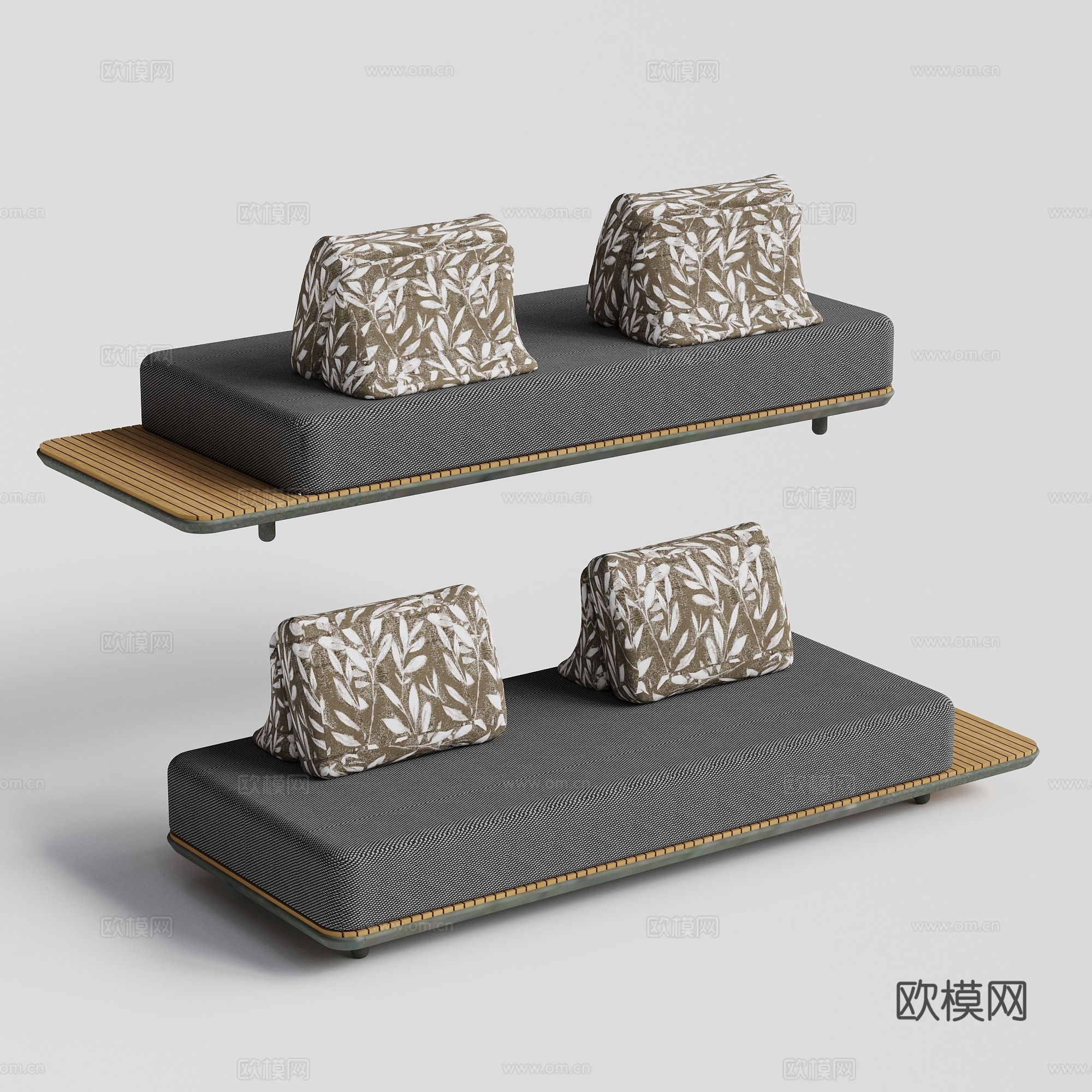 现代亚蒂 户外沙发 双人沙发 休闲无扶手沙发su模型