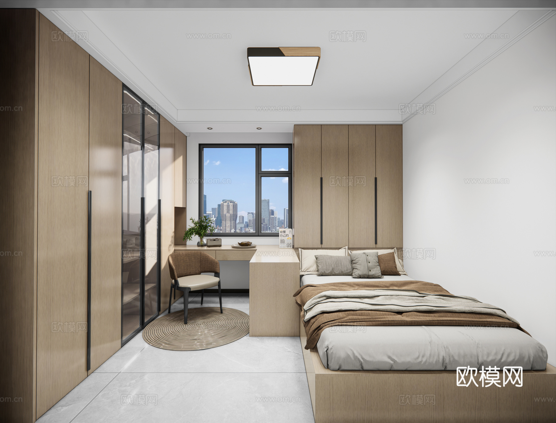 现代轻奢榻榻米卧室_儿童房_榻榻米_卧室_现代卧室su模型