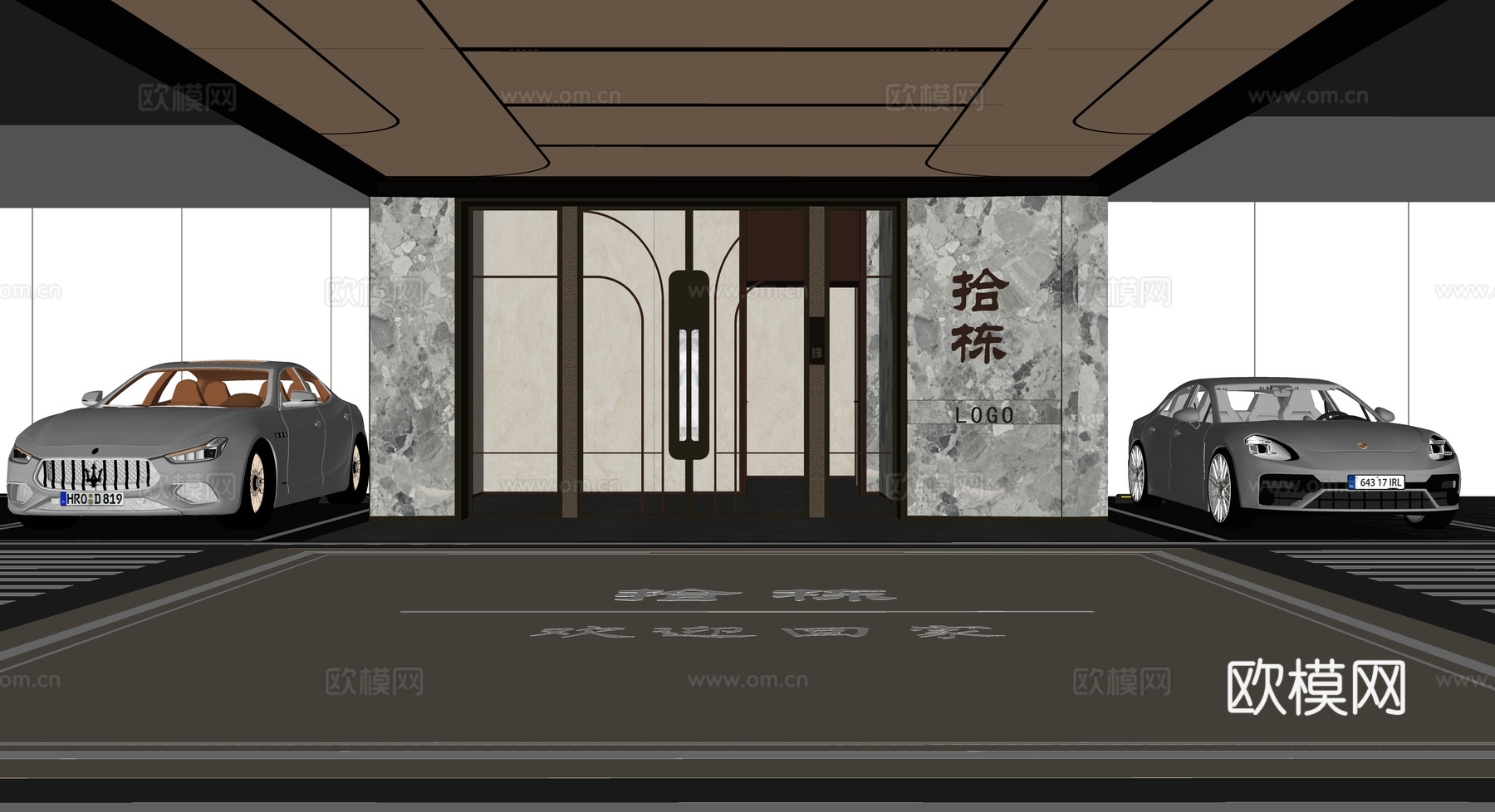 现代地下小区停车场su模型