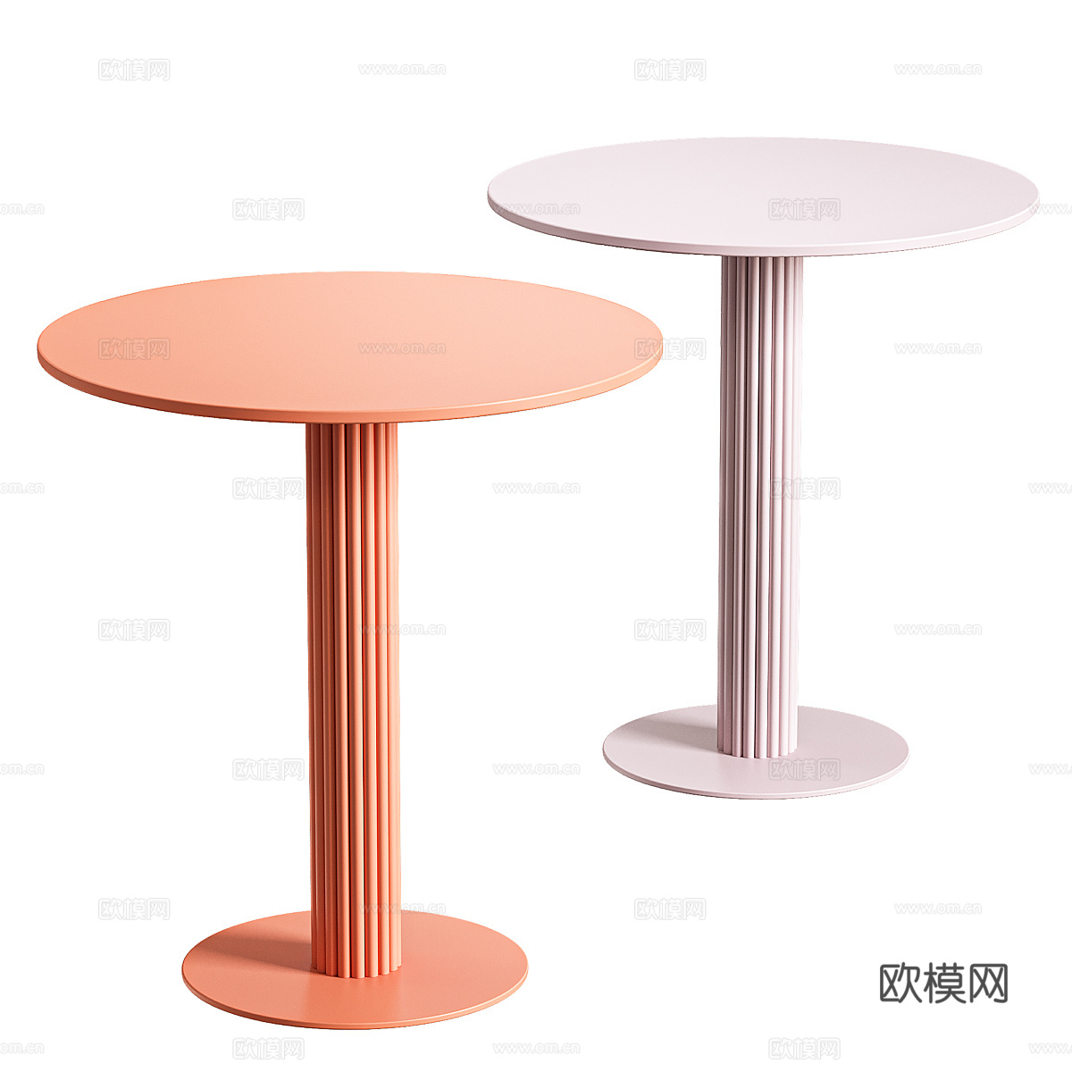 现代奶油风金属圆边几3d模型下载（渲染图1）