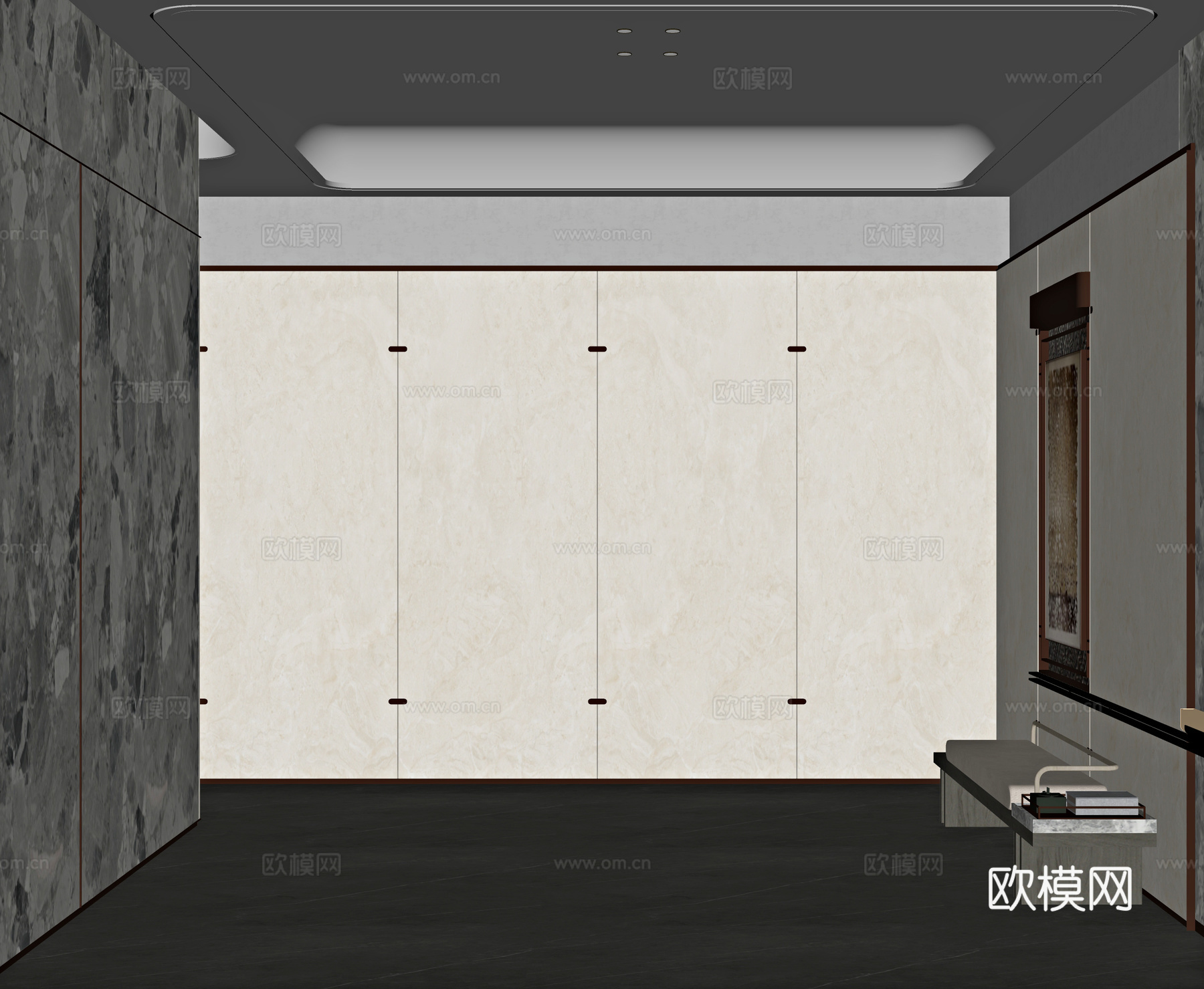 现代小区入户大厅su模型