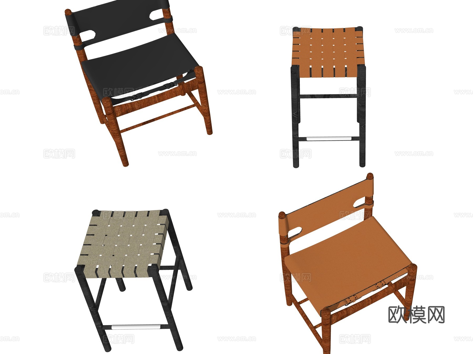 中古风单人休闲座椅su模型