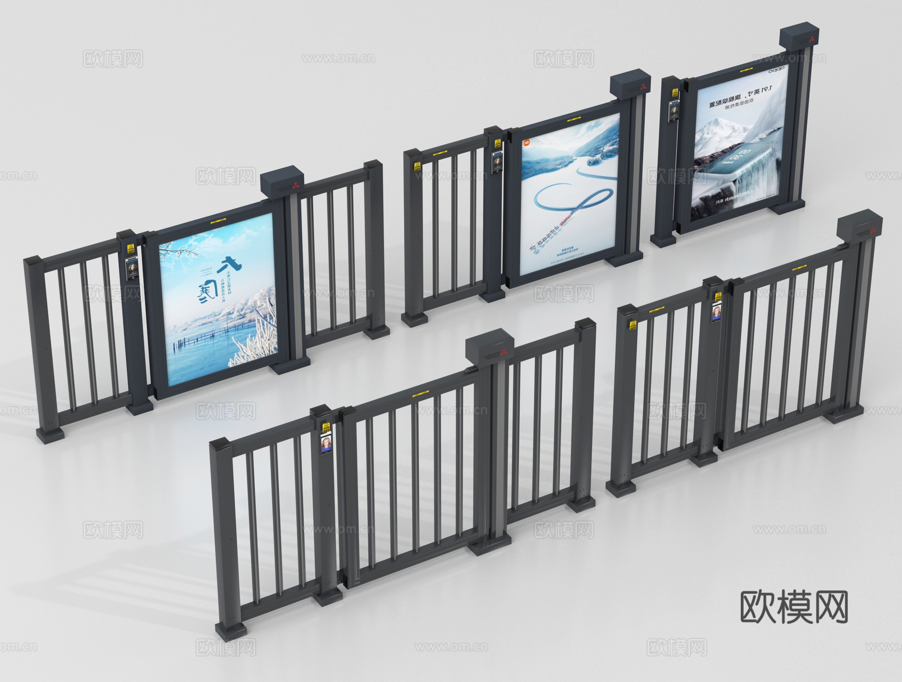 现代道闸栏杆 小区闸门3d模型下载