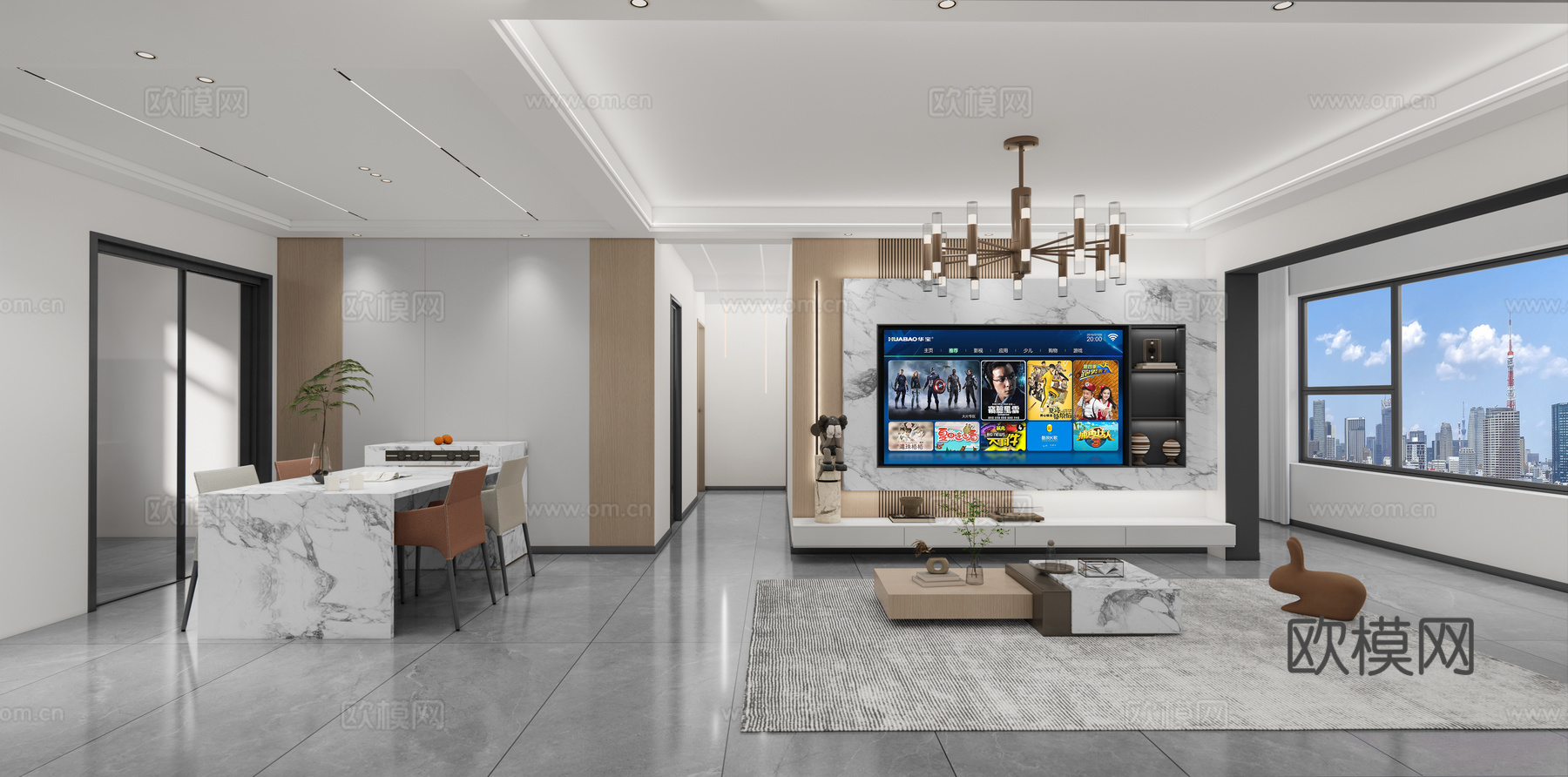 现代轻奢客餐厅_现代客餐厅_轻奢客餐厅_客餐厅_现代客厅_现su模型