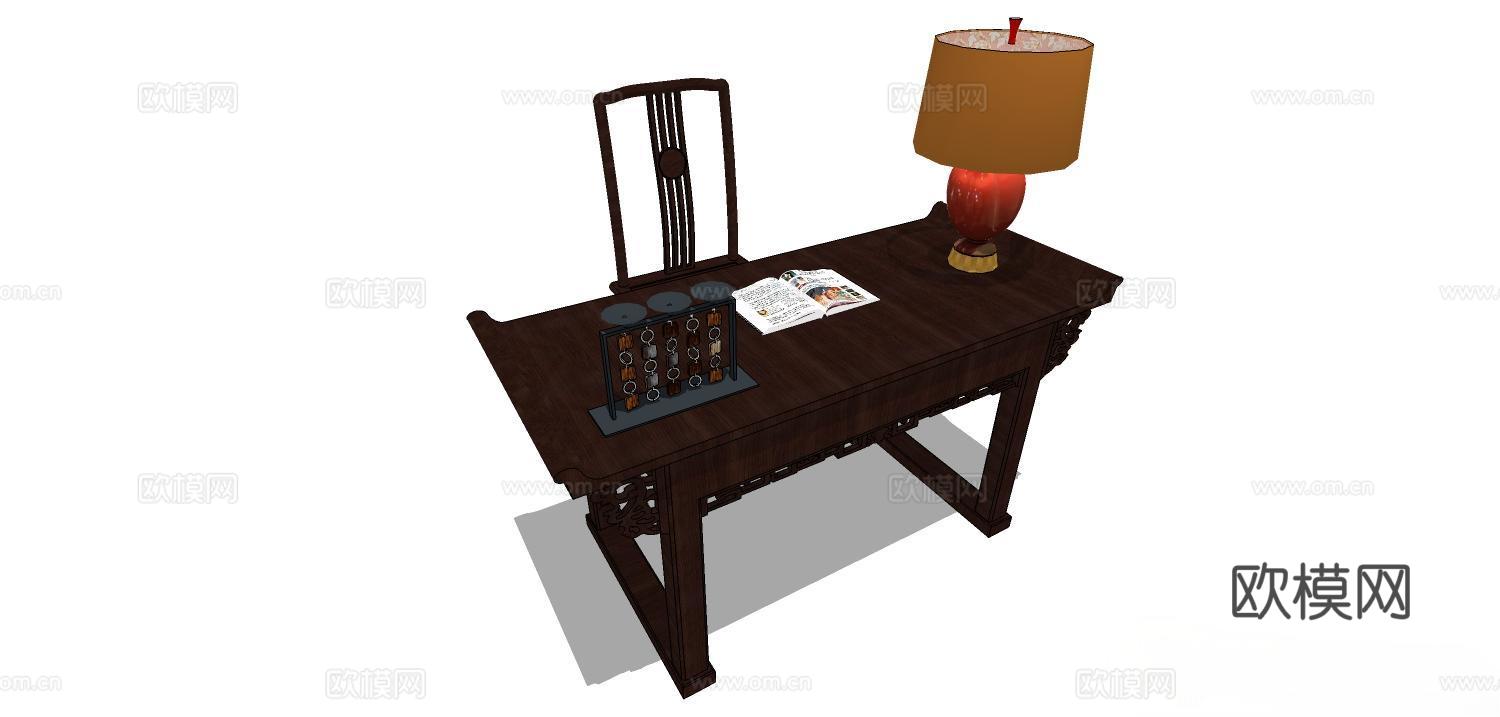 实木桌椅 实木椅子 实木桌子 椅子 桌子 书桌椅su模型