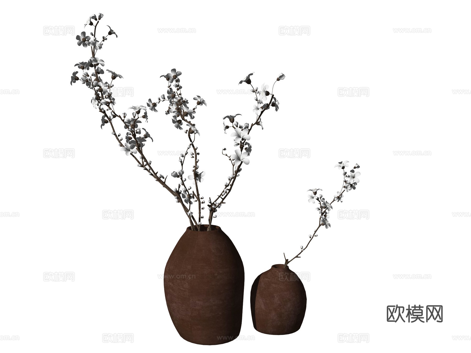 中式花瓶花艺植物装饰摆件su模型