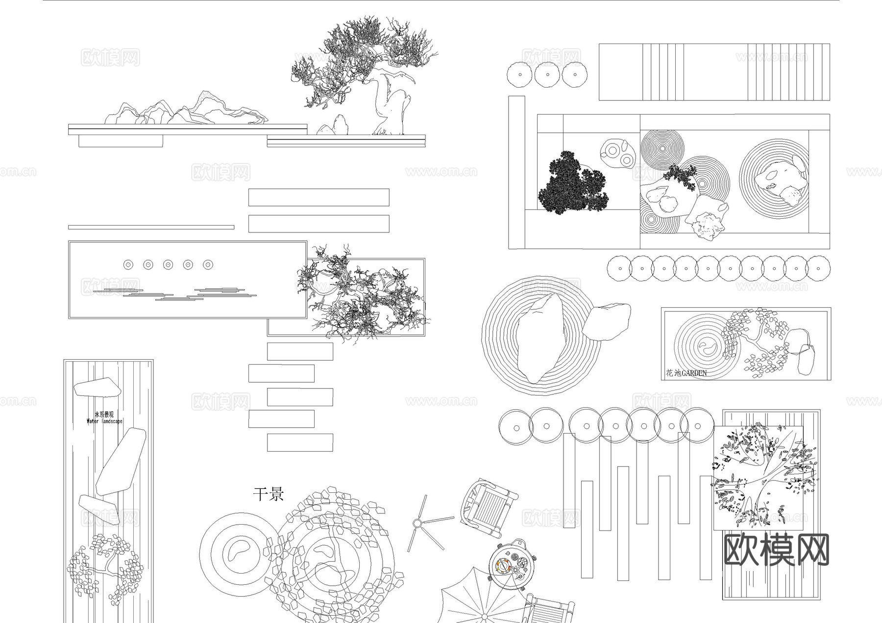 枯山水庭院景观综合图库cad施工图