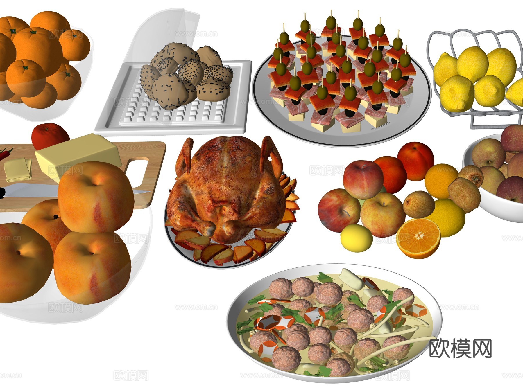 现代美食食物su模型