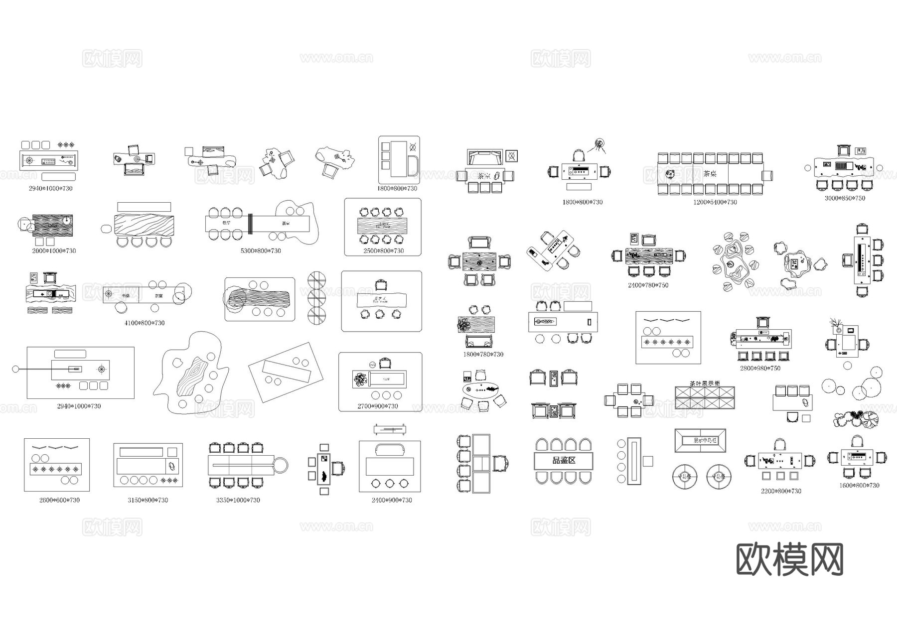茶桌椅泡茶台图库cad施工图