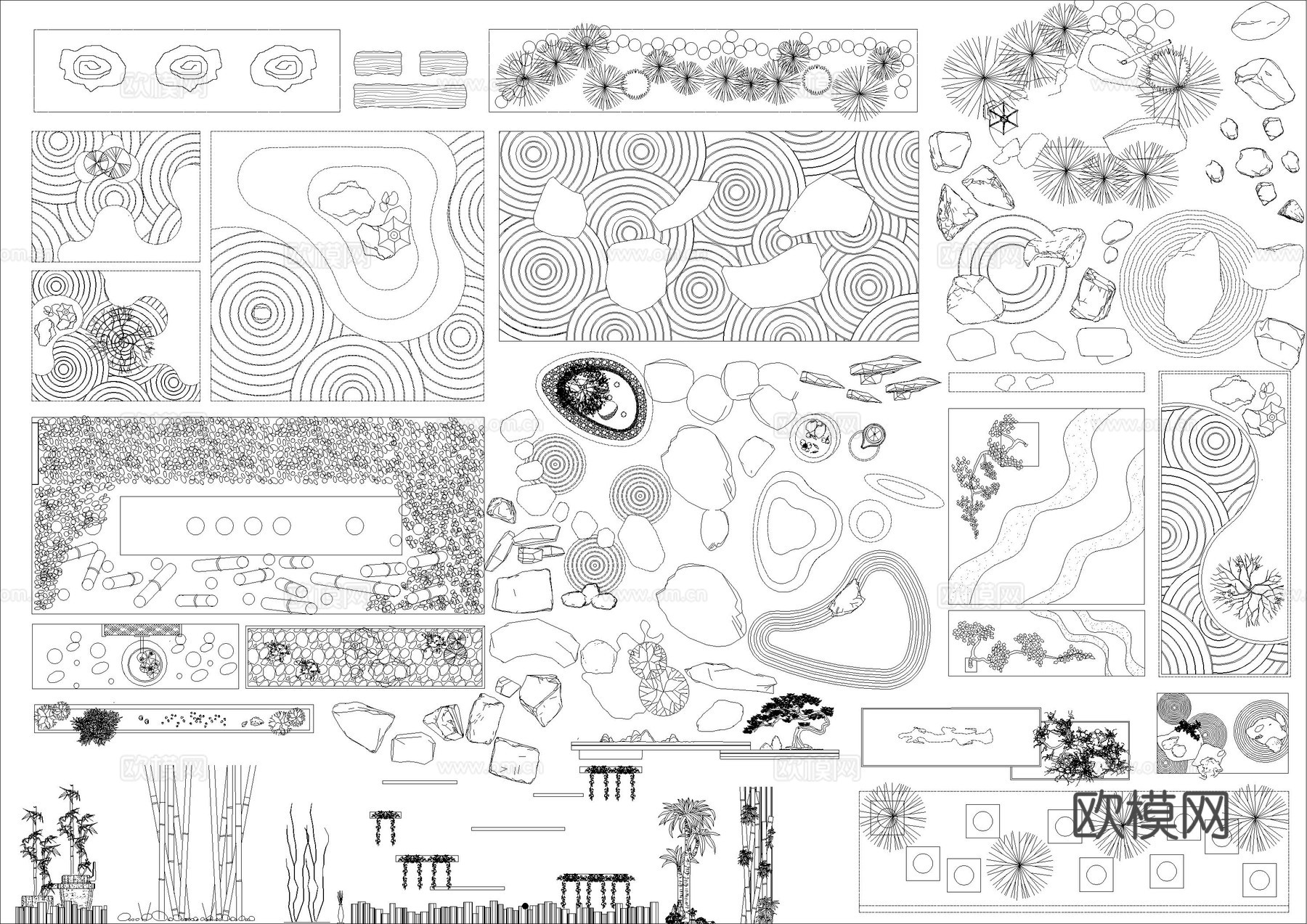 日式风景观小品图库cad施工图