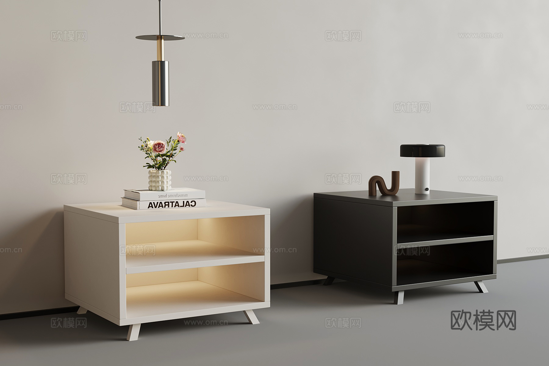 现代床头柜 极简床头柜su模型