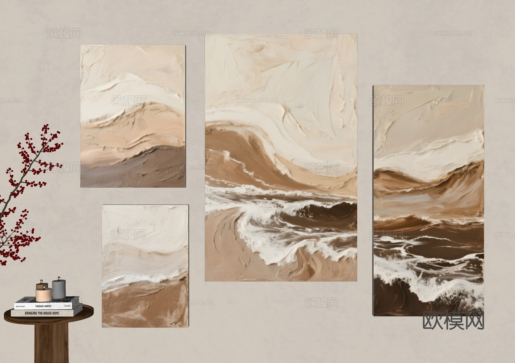 装饰画 浮雕挂画 宅寂装饰画 艺术装饰画 抽象装饰画 奶油风su模型