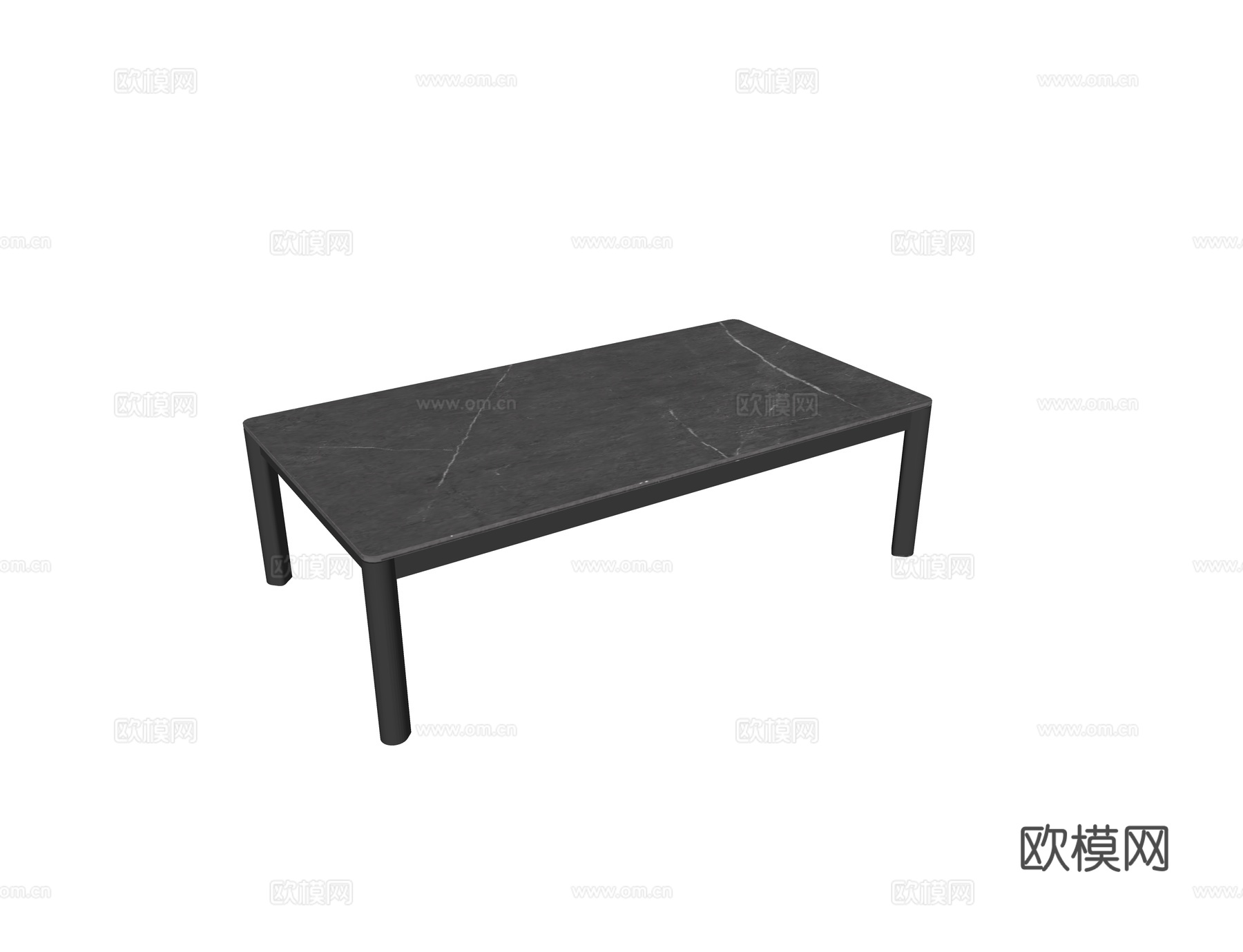 现代亚蒂 长茶几 岩板大理石茶几su模型
