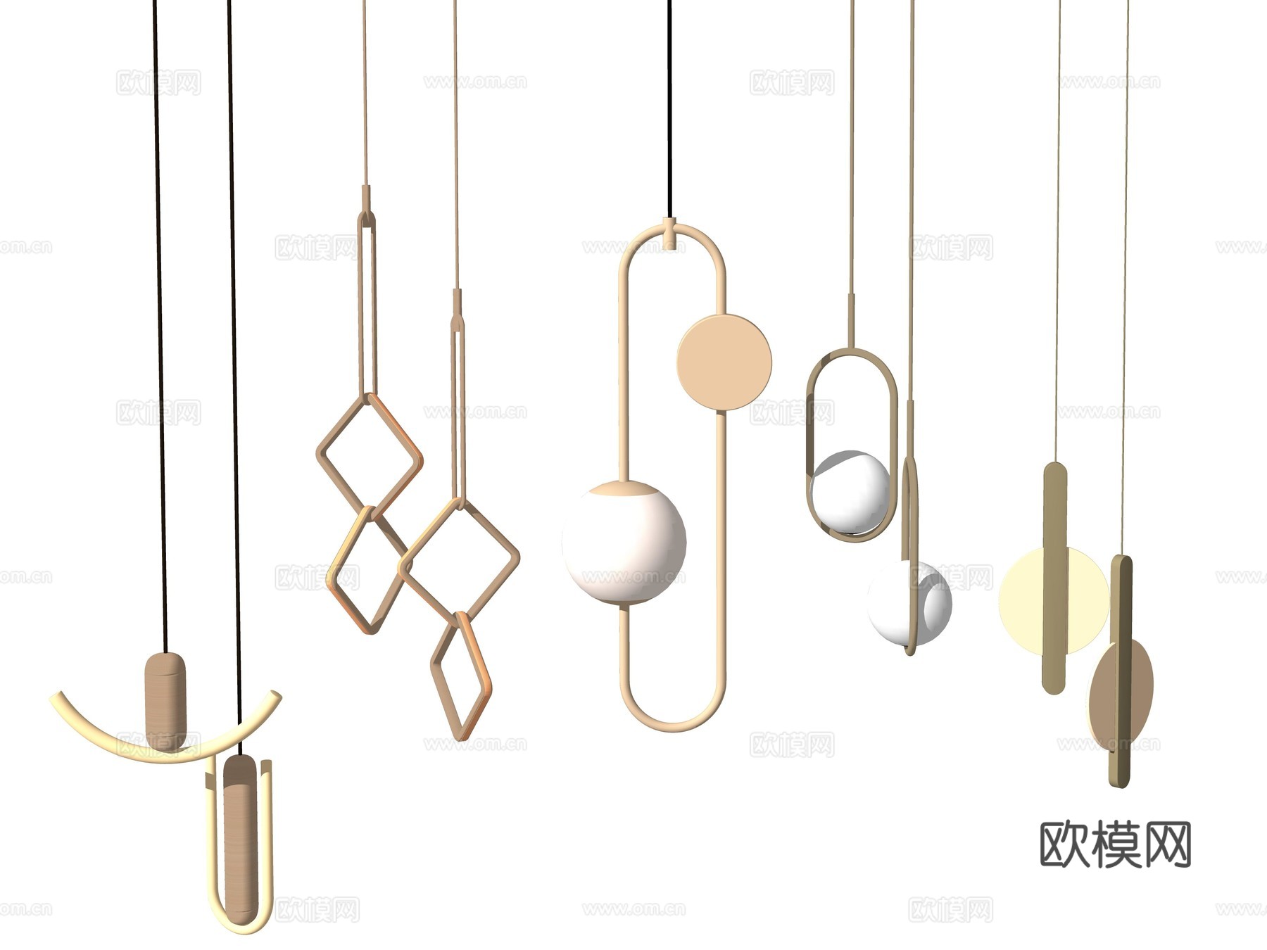 现代吊灯灯具组合su模型