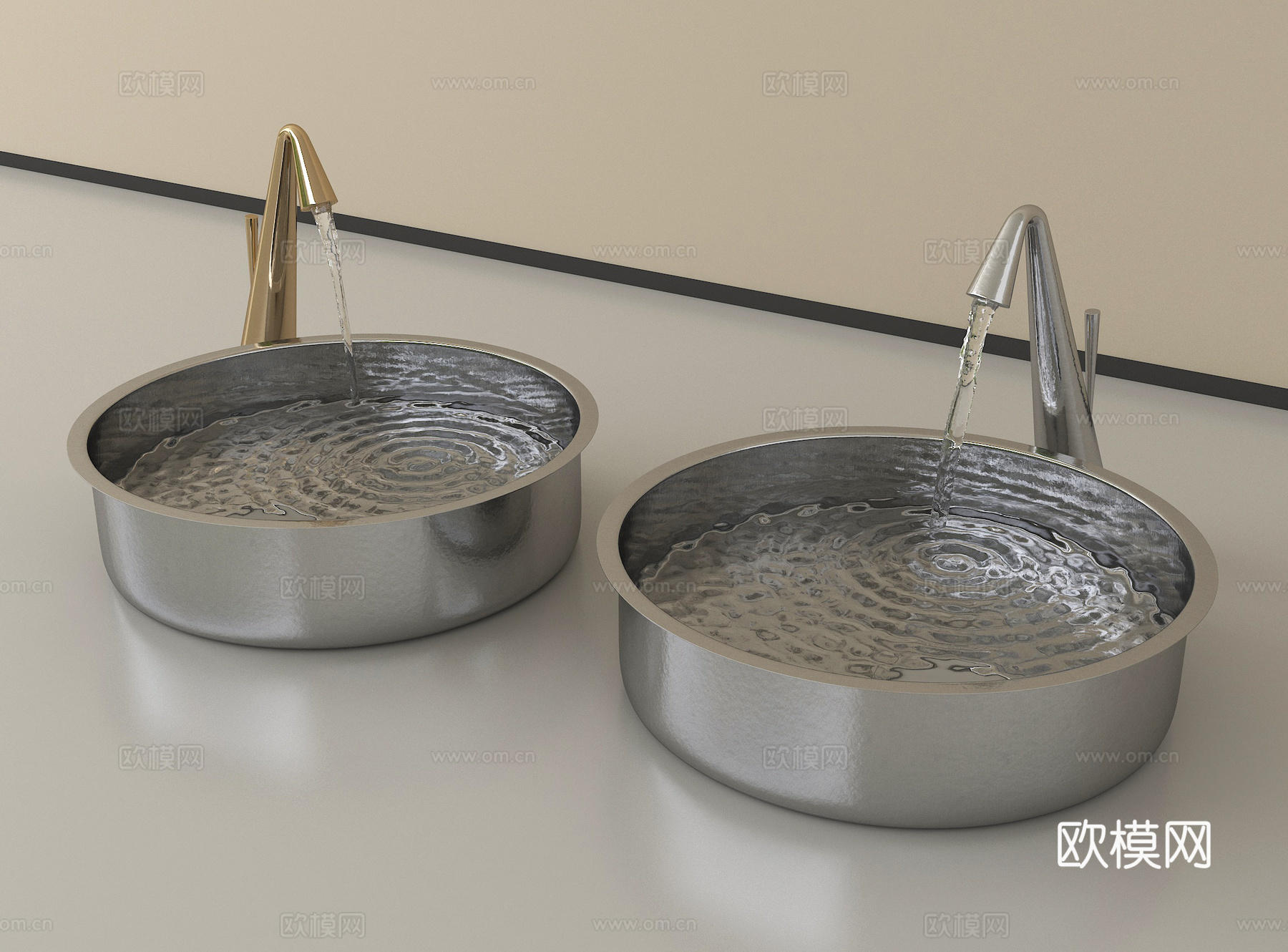 现代台盆 水龙头su模型