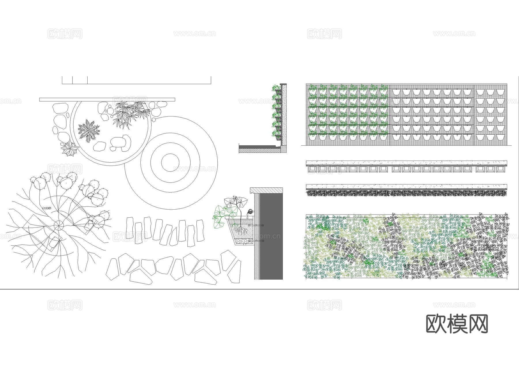 枯山水庭院景观综合图库cad施工图
