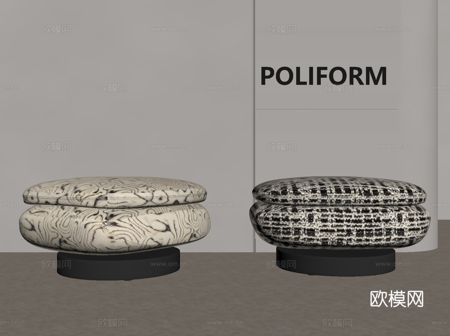 现代中古风换鞋凳 沙发凳su模型