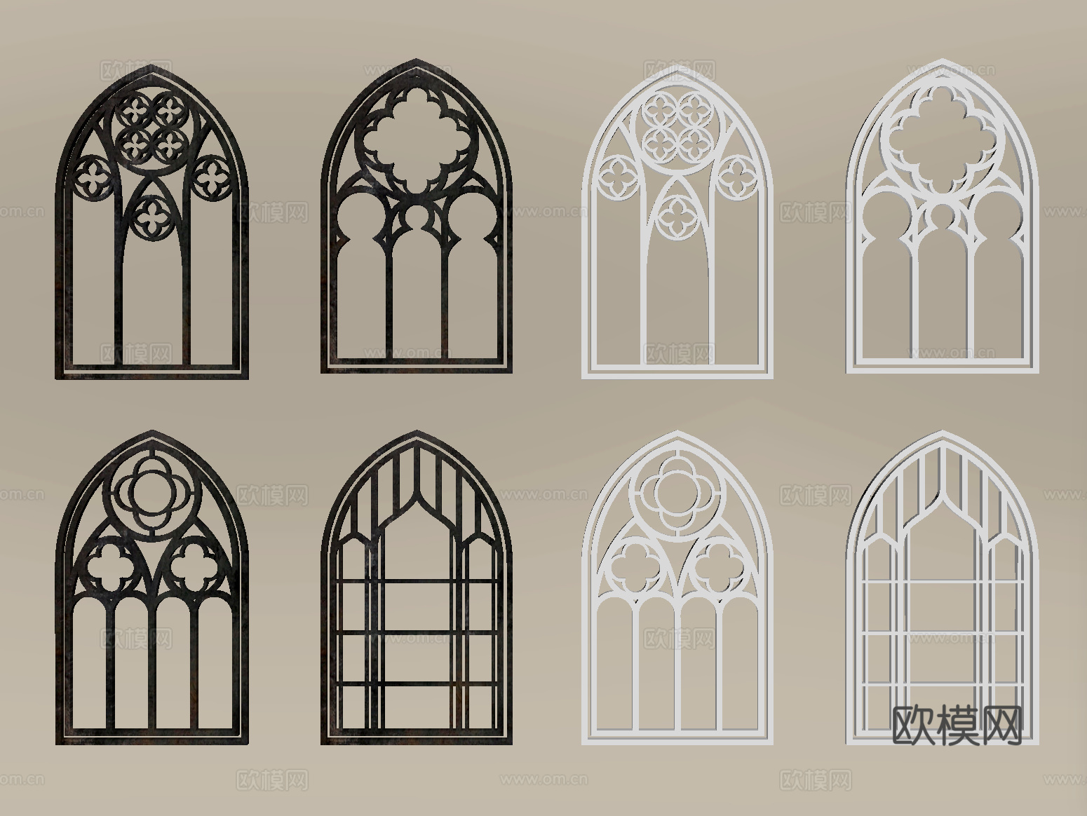 欧式镂花窗 雕花窗户su模型