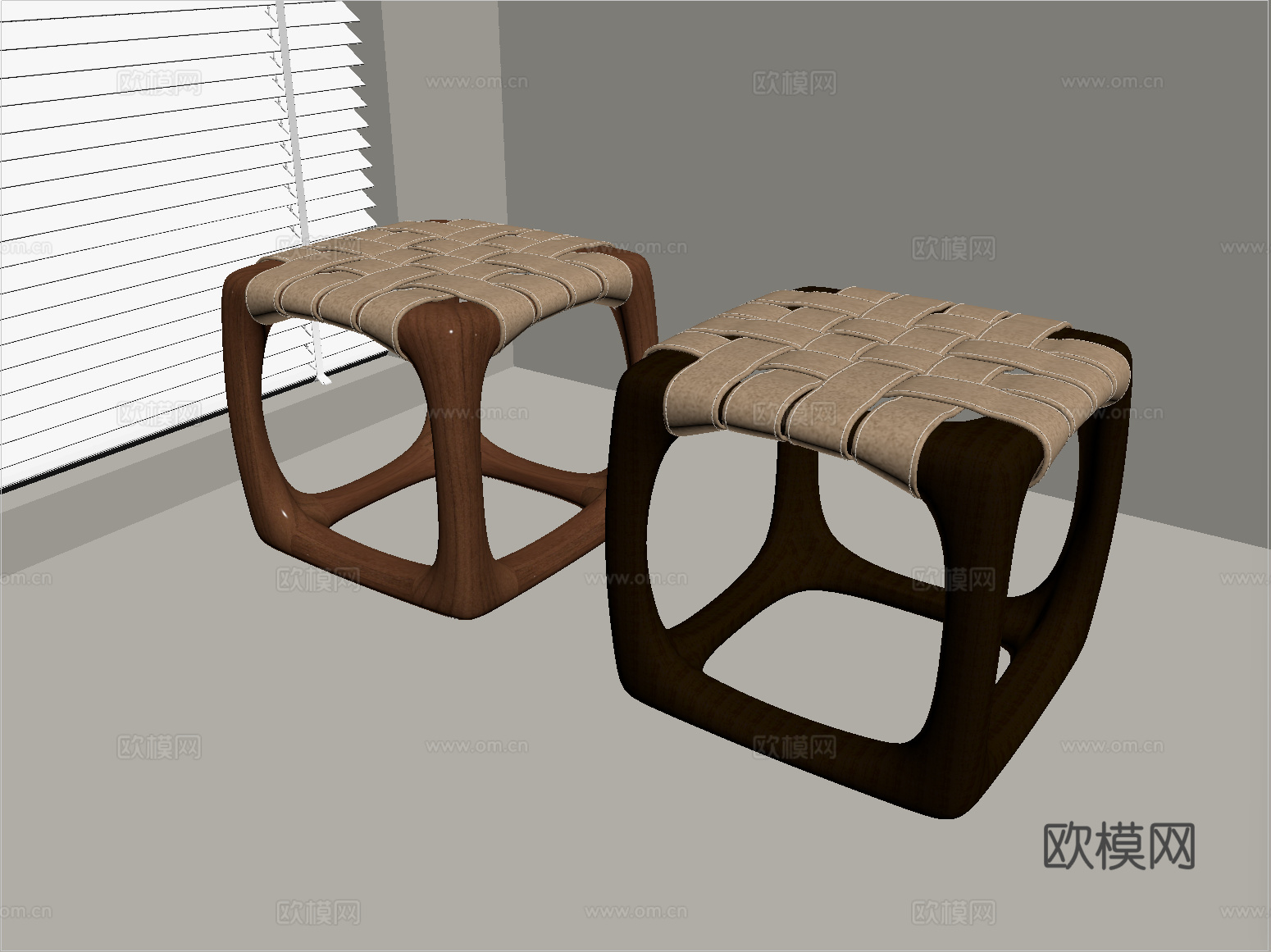 现代凳子 实木 方凳 原木妆凳su模型