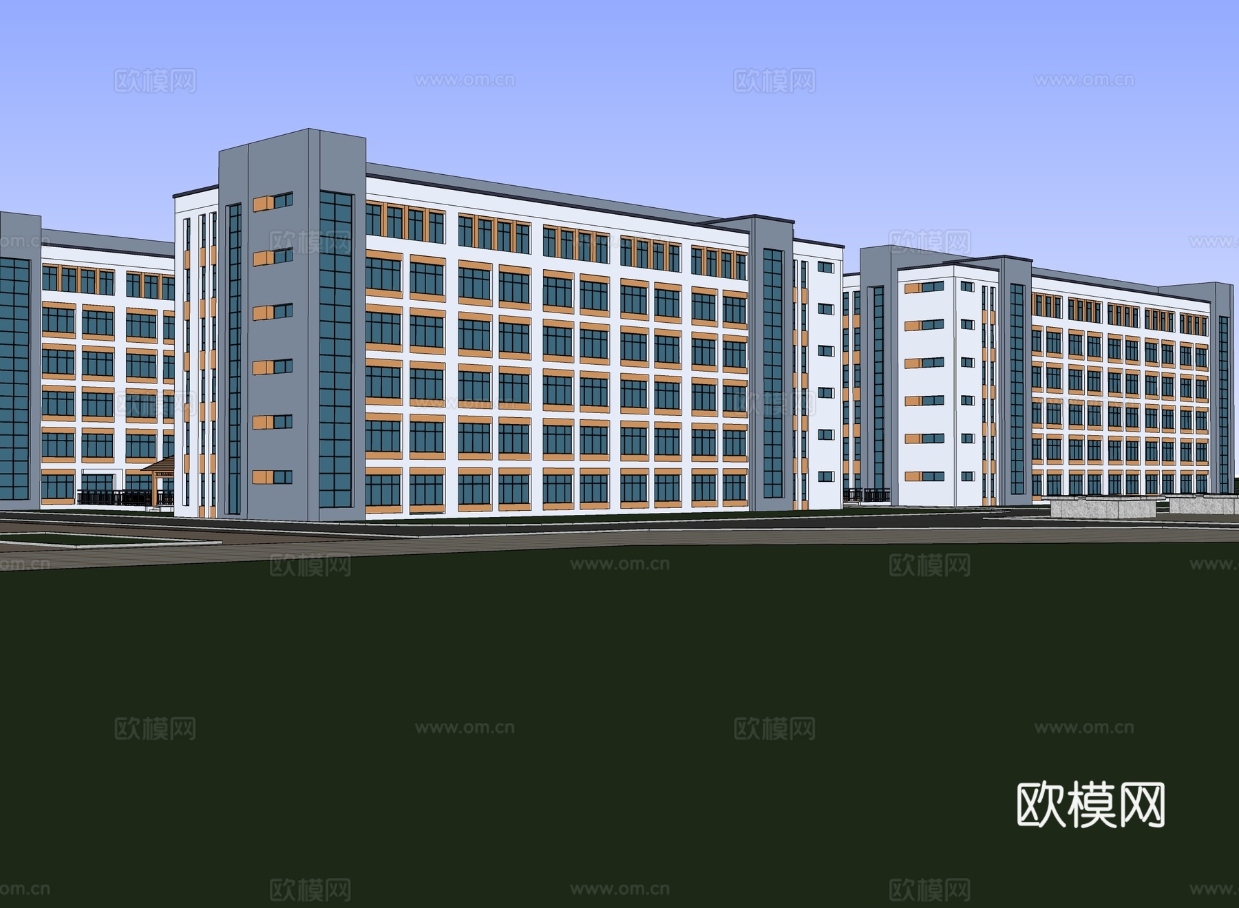 现代学校宿舍楼 学校建筑su模型