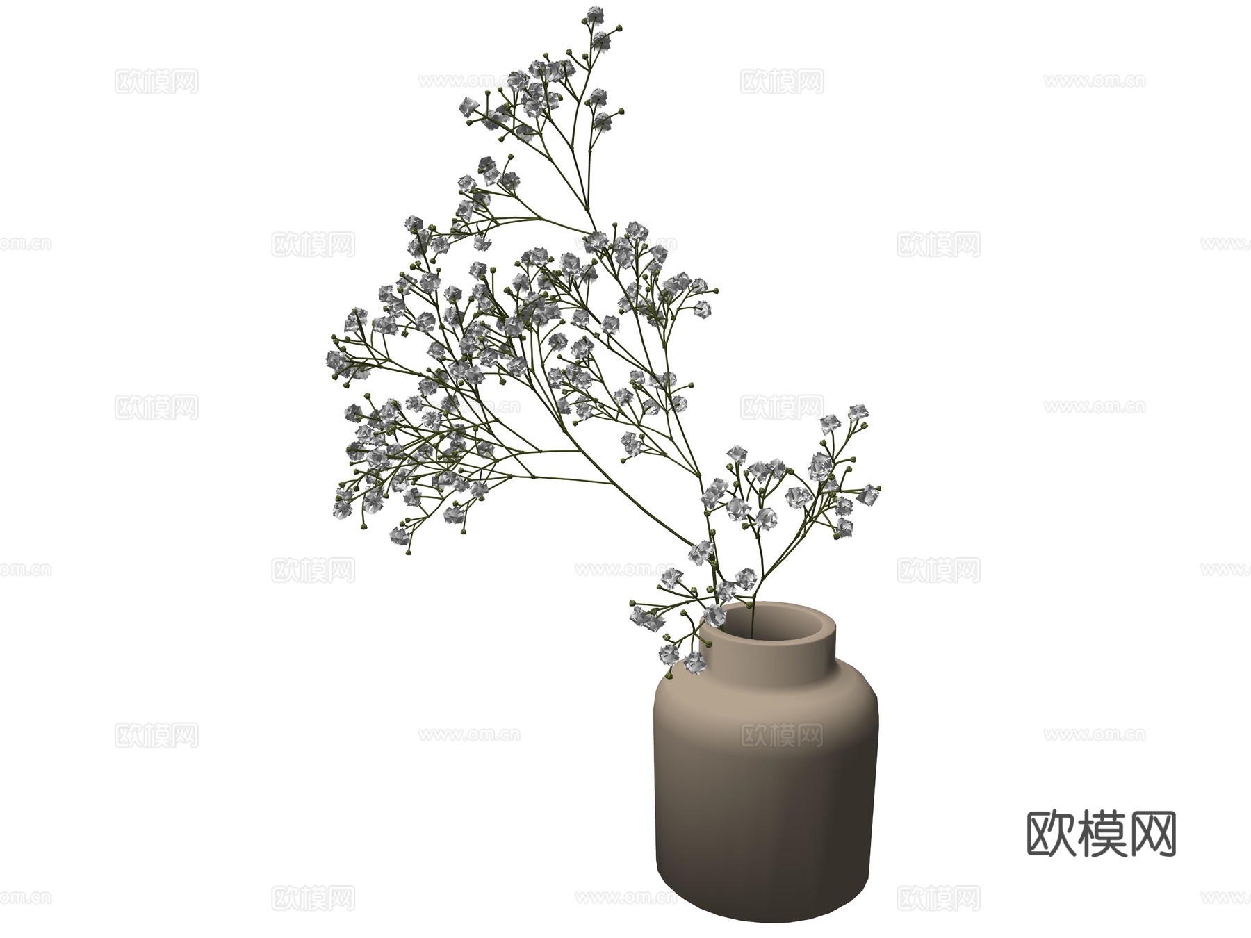 中式花瓶花艺植物装饰摆件su模型